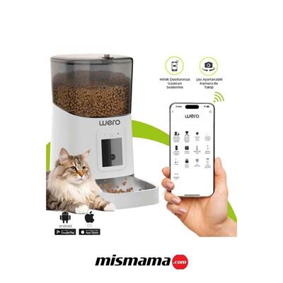 Wero Wi‑Fi Akıllı Mama Kabı WPF001 Beyaz  (Paslanmaz Çelik Kase, 1080p Kameralı)