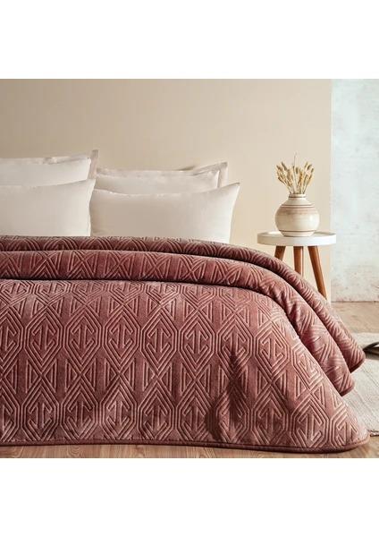 Puffy Melan Emboss Battaniye - Gül Kurusu