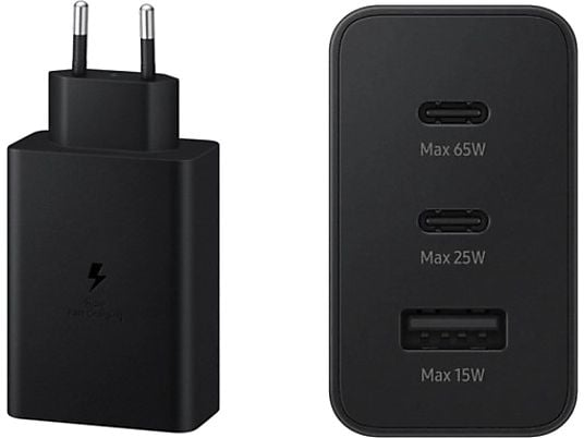 SAMSUNG EP-T6530N Type-C & Type-A Üçlü Hızlı Şarj Aleti Siyah