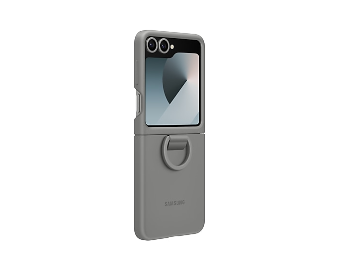 Samsung Galaxy Z Flip 6 Yüzüklü Silikon Gri Kılıf EF-PF741TJEGWW