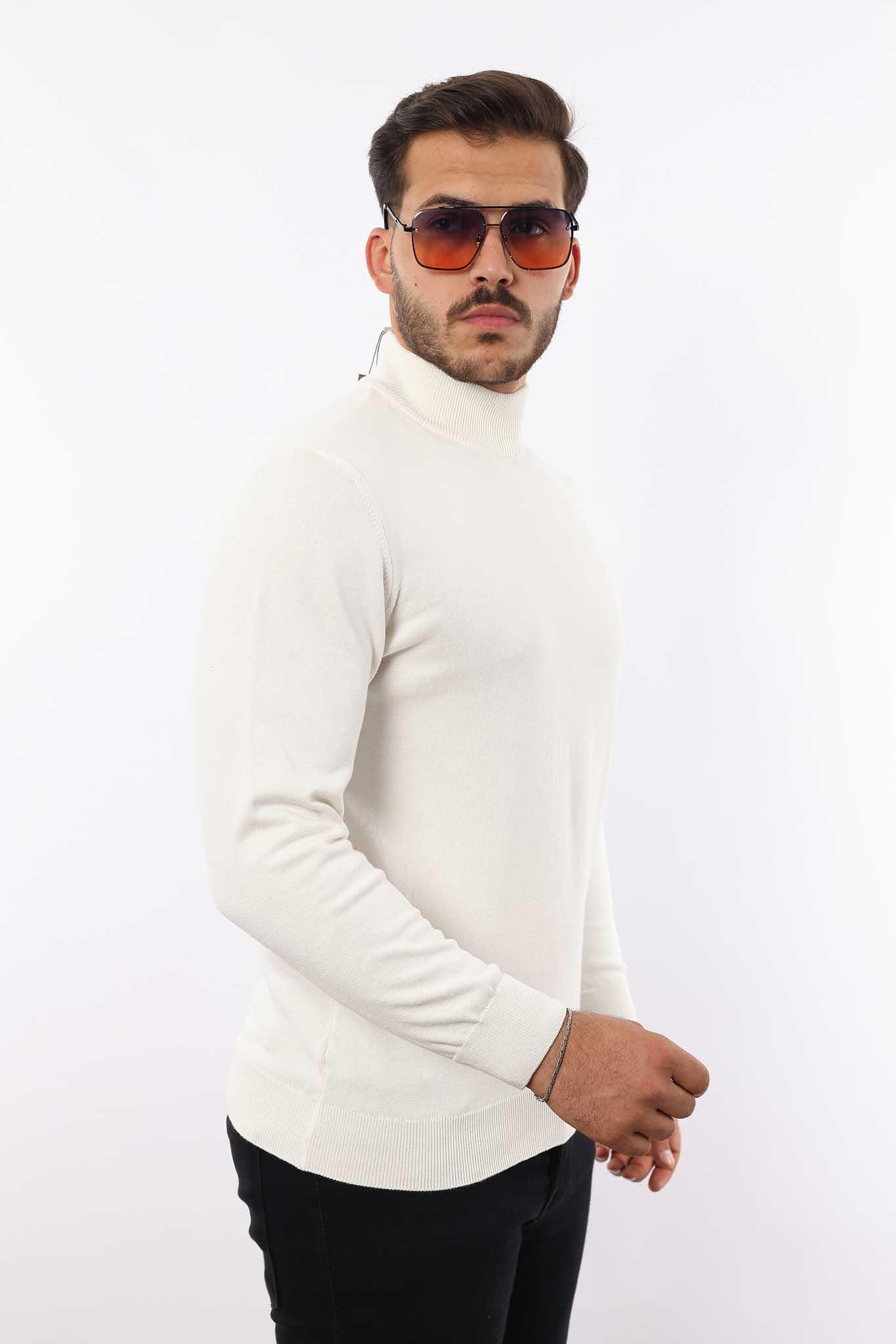 Erkek Yarım Balıkçı Yaka Triko Kazak — %100 Pamuk