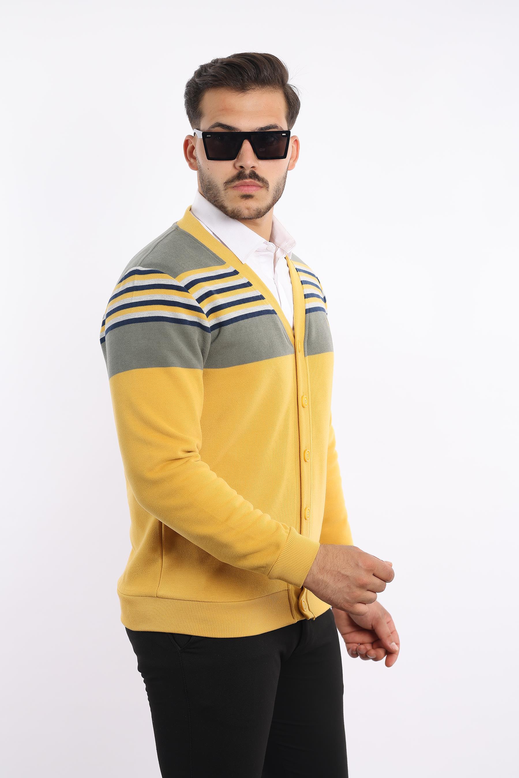 Triko Selanik Dokuma Düğmeli Hırka