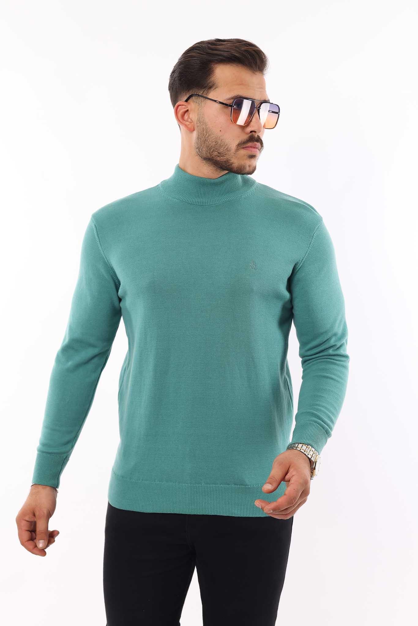 Erkek Yarım Balıkçı Yaka Triko Kazak — %100 Pamuk