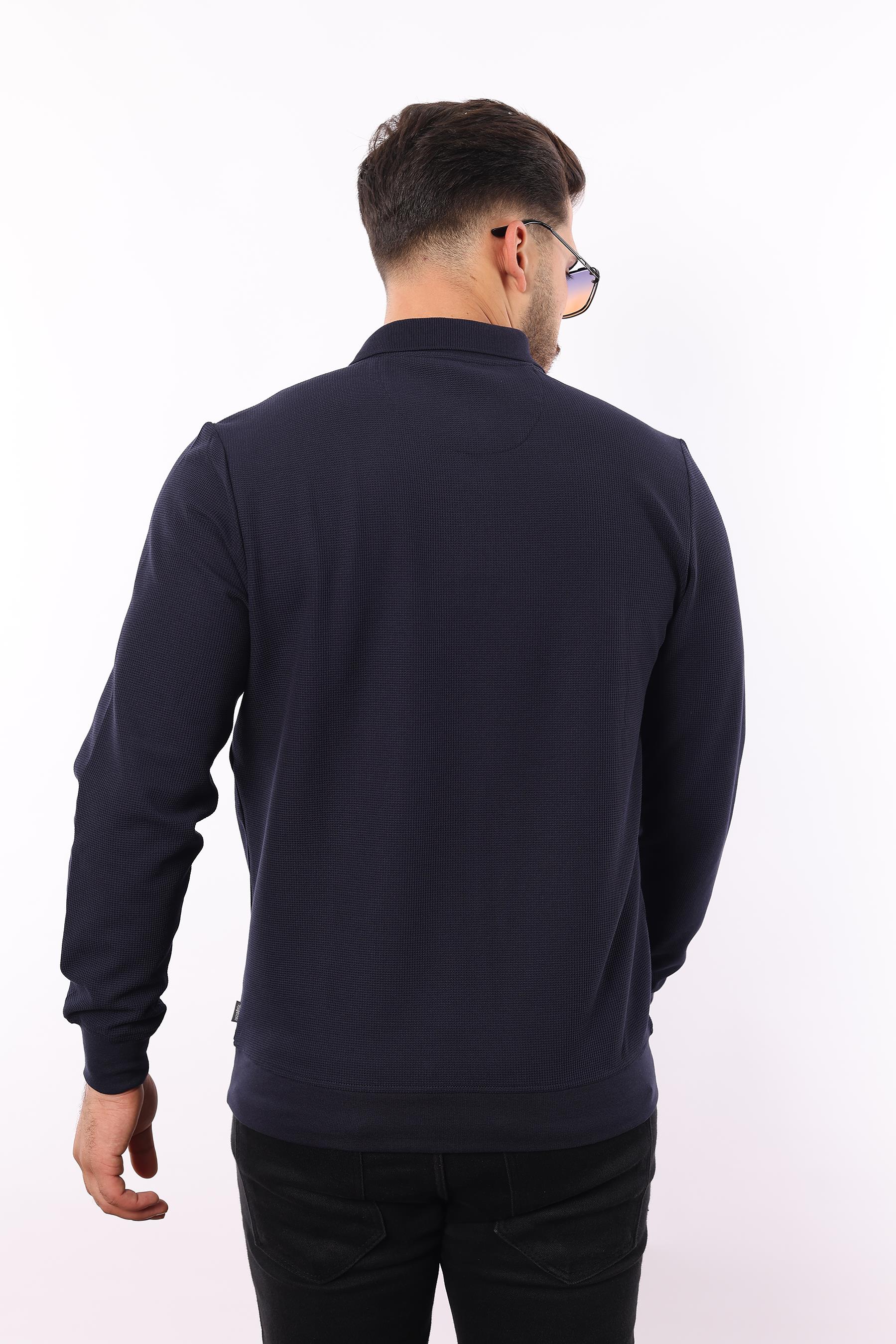 Waffle Dokuma Polo Yaka Sweatshirt – Pamuk Viskon Regular Fit Rugatchi Exclusive