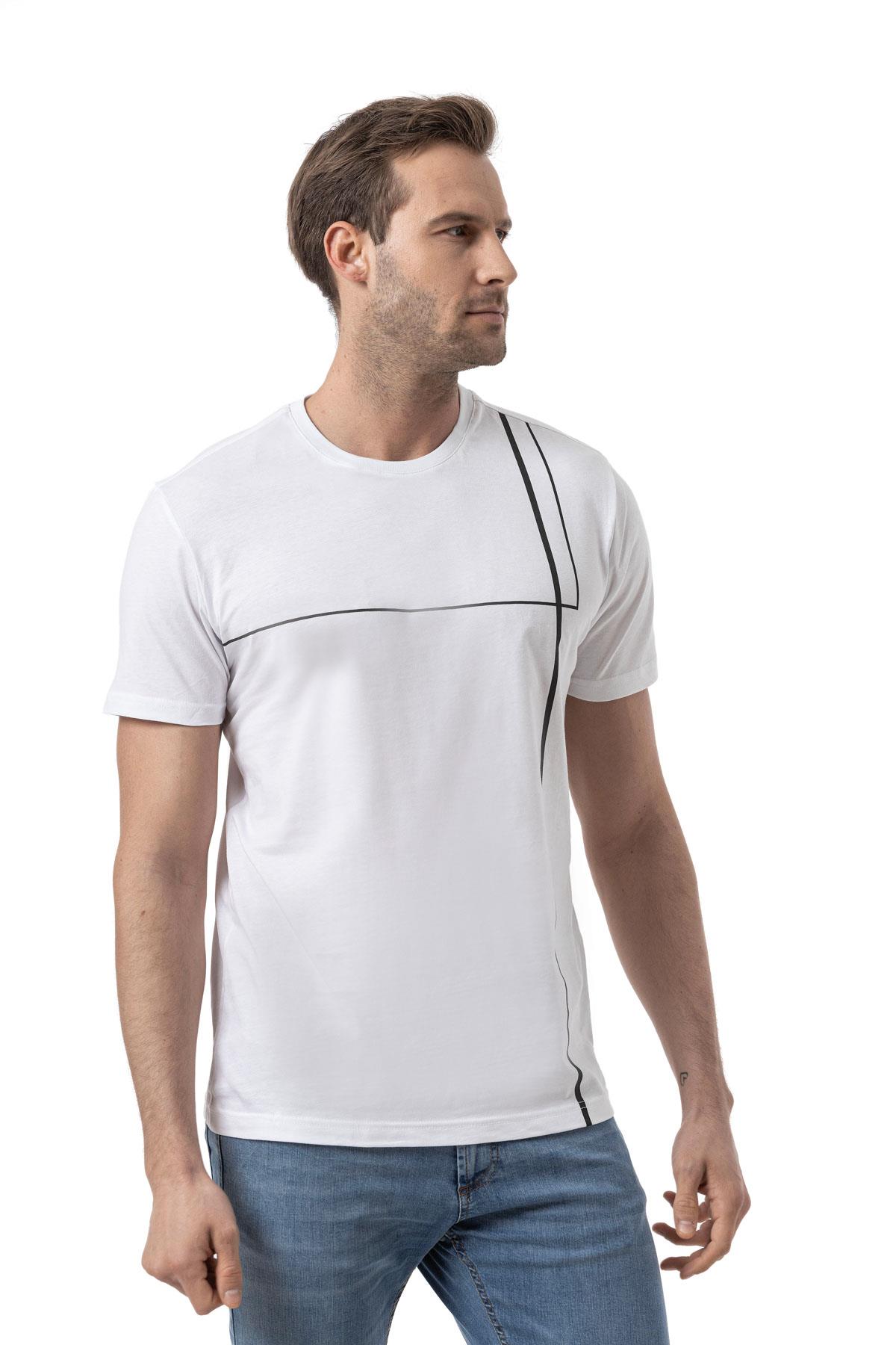 Baskılı Bisiklet Yaka T-Shirt