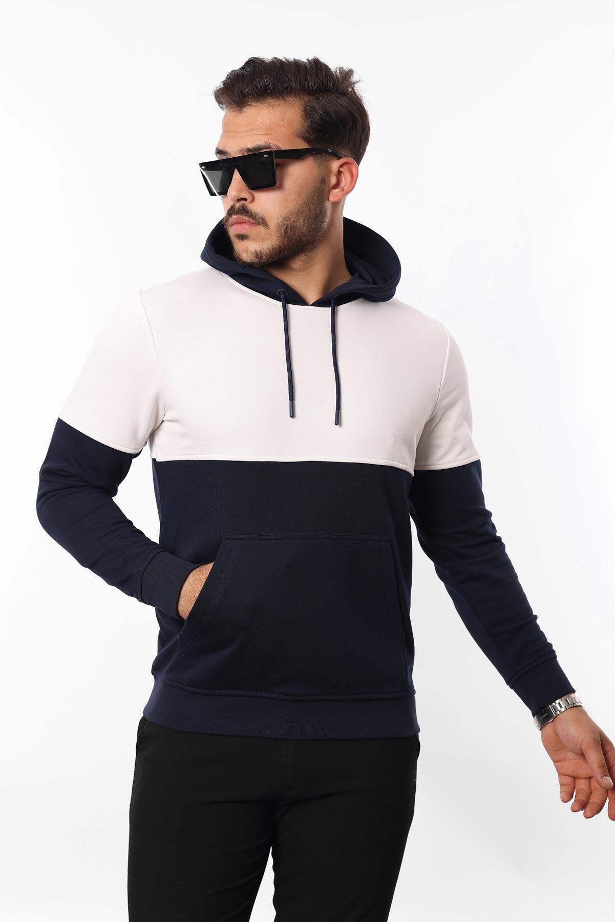 3 İplik Kapüşonlu Kanguru Cepli Sweatshirt – Pamuk Viskon Regular Fit Rugatchi Exclusive