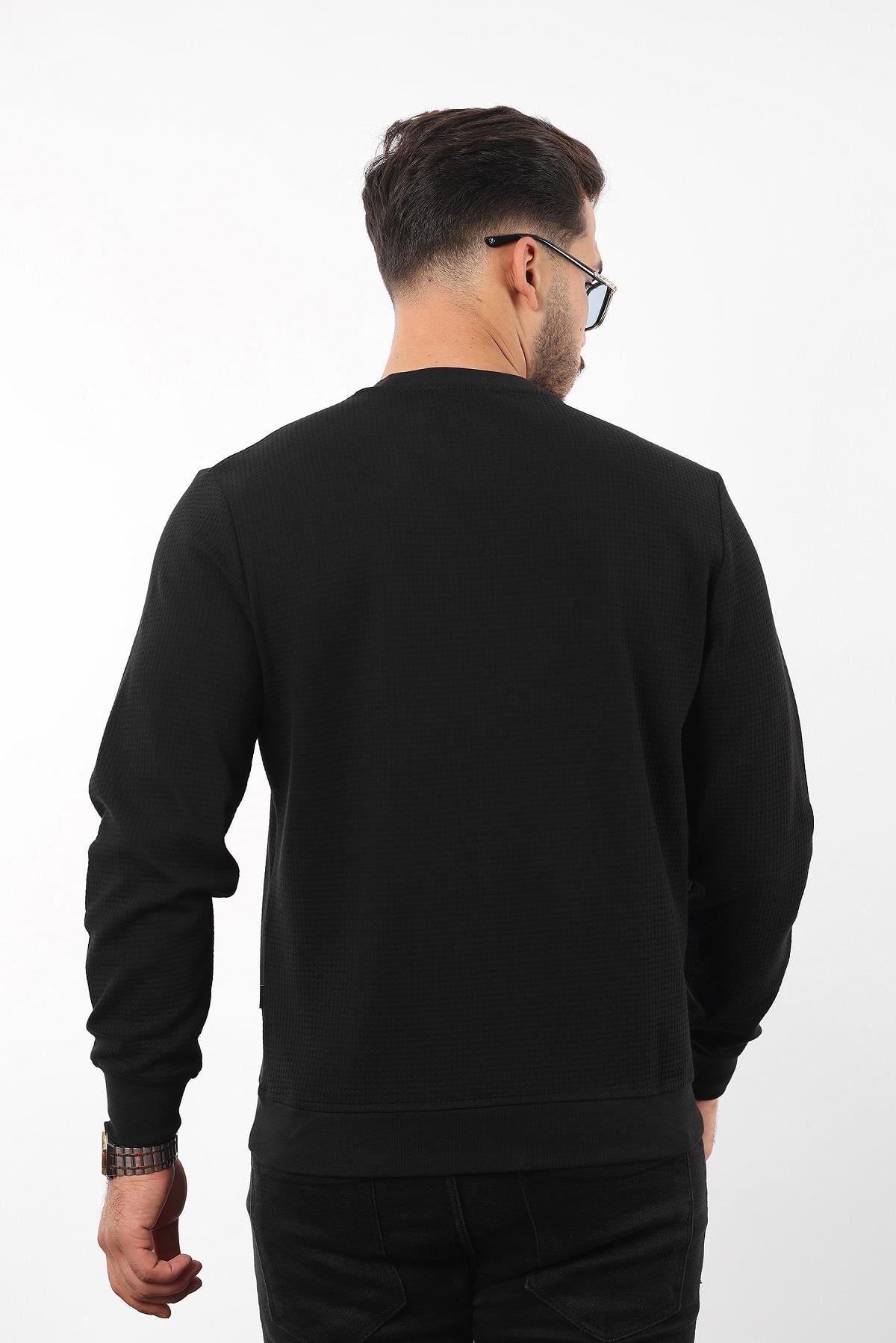 Waffle Dokulu Bisiklet Yaka Sweatshirt – Pamuk Viskon Regular Fit Rugatchi Exclusive