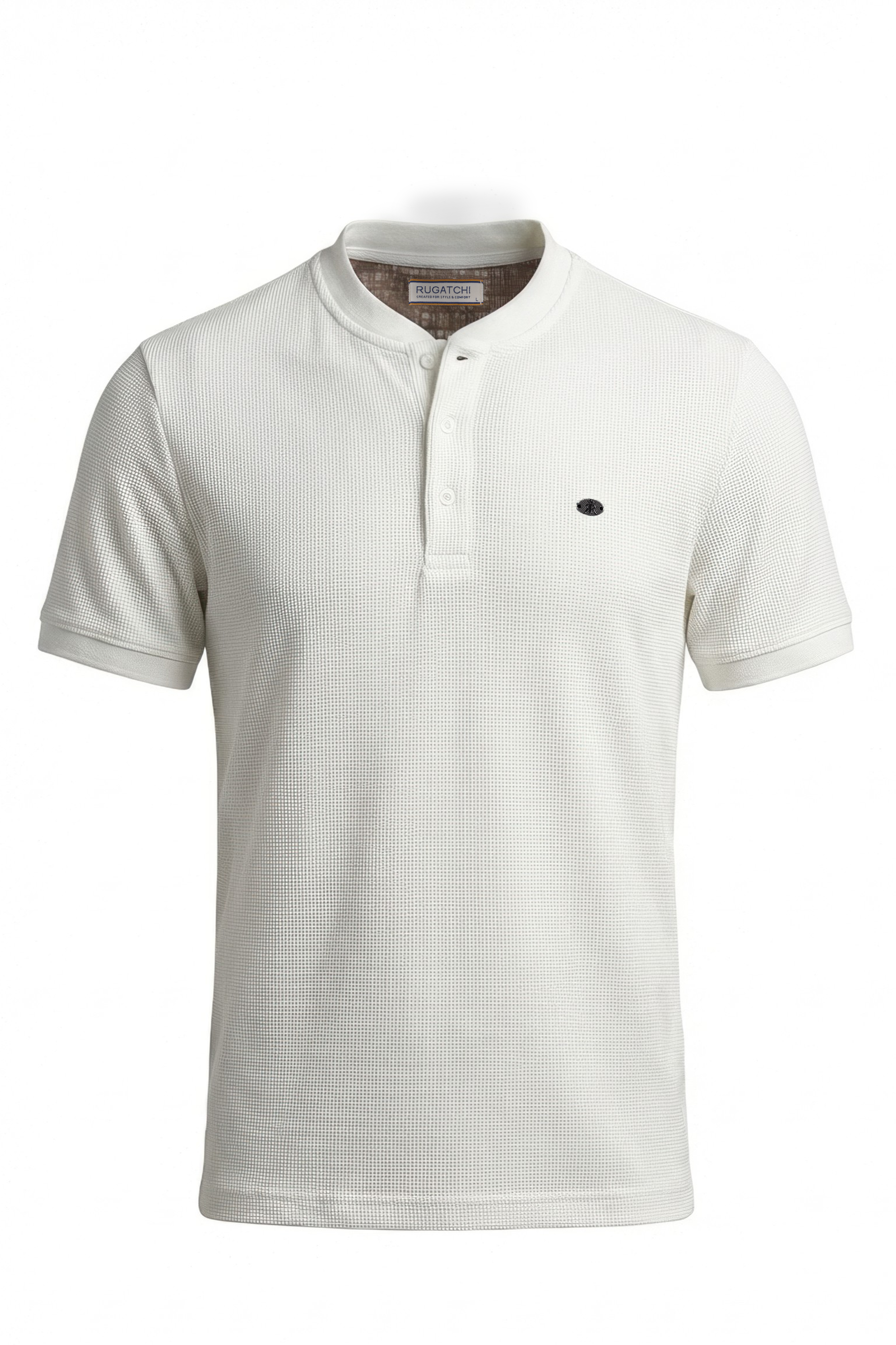 Erkek Waffle Dokulu Kolej Yaka Tişört