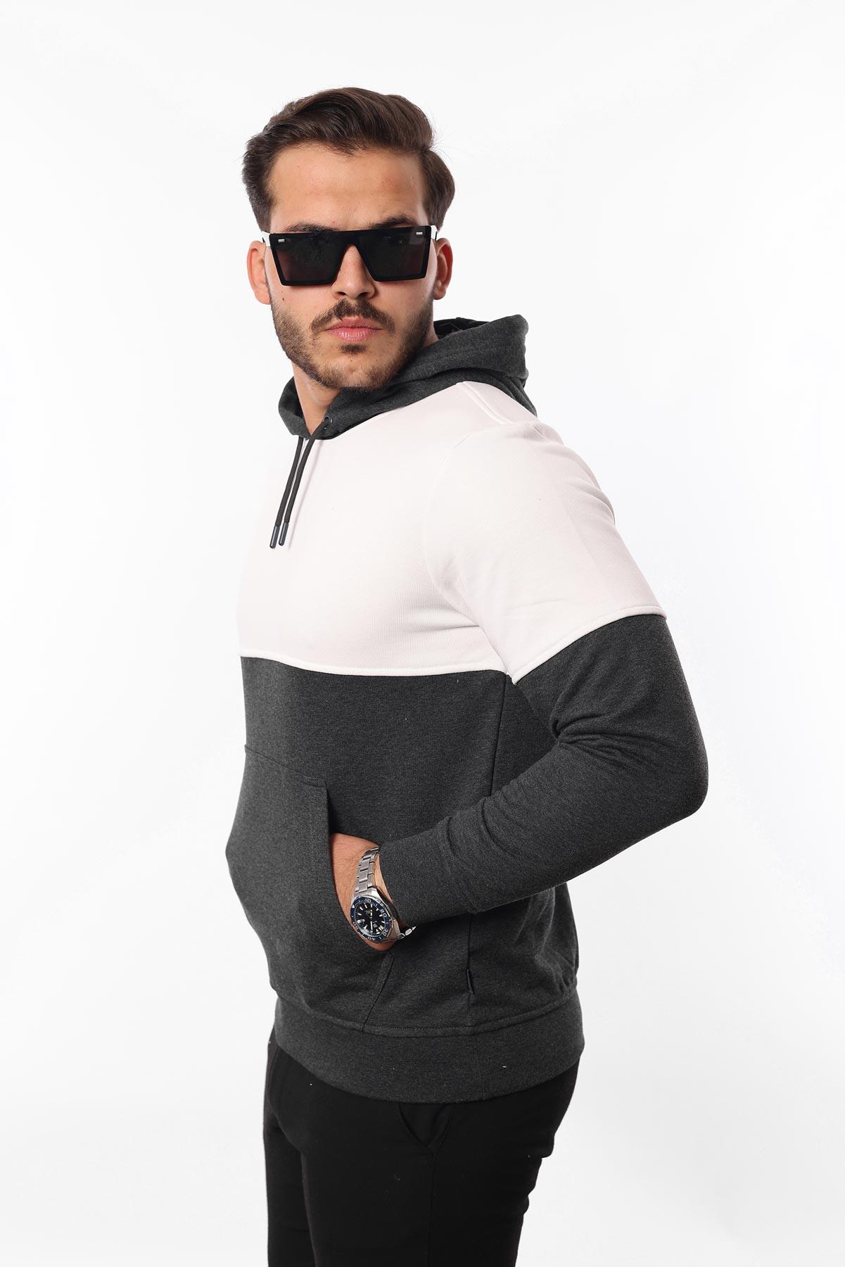 3 İplik Kapüşonlu Kanguru Cepli Sweatshirt – Pamuk Viskon Regular Fit Rugatchi Exclusive