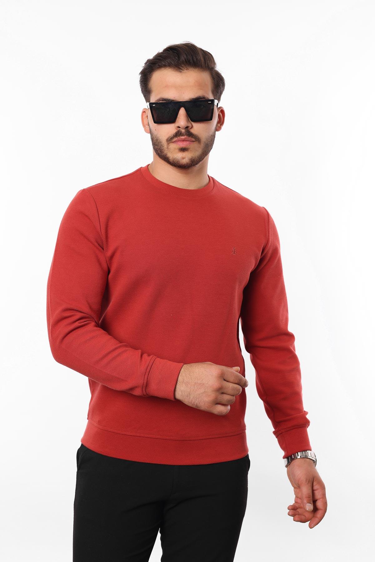 Diagonal Interlok Bisiklet Yaka Sweatshirt – Pamuk Viskon Regular Fit Rugatchi Exclusive