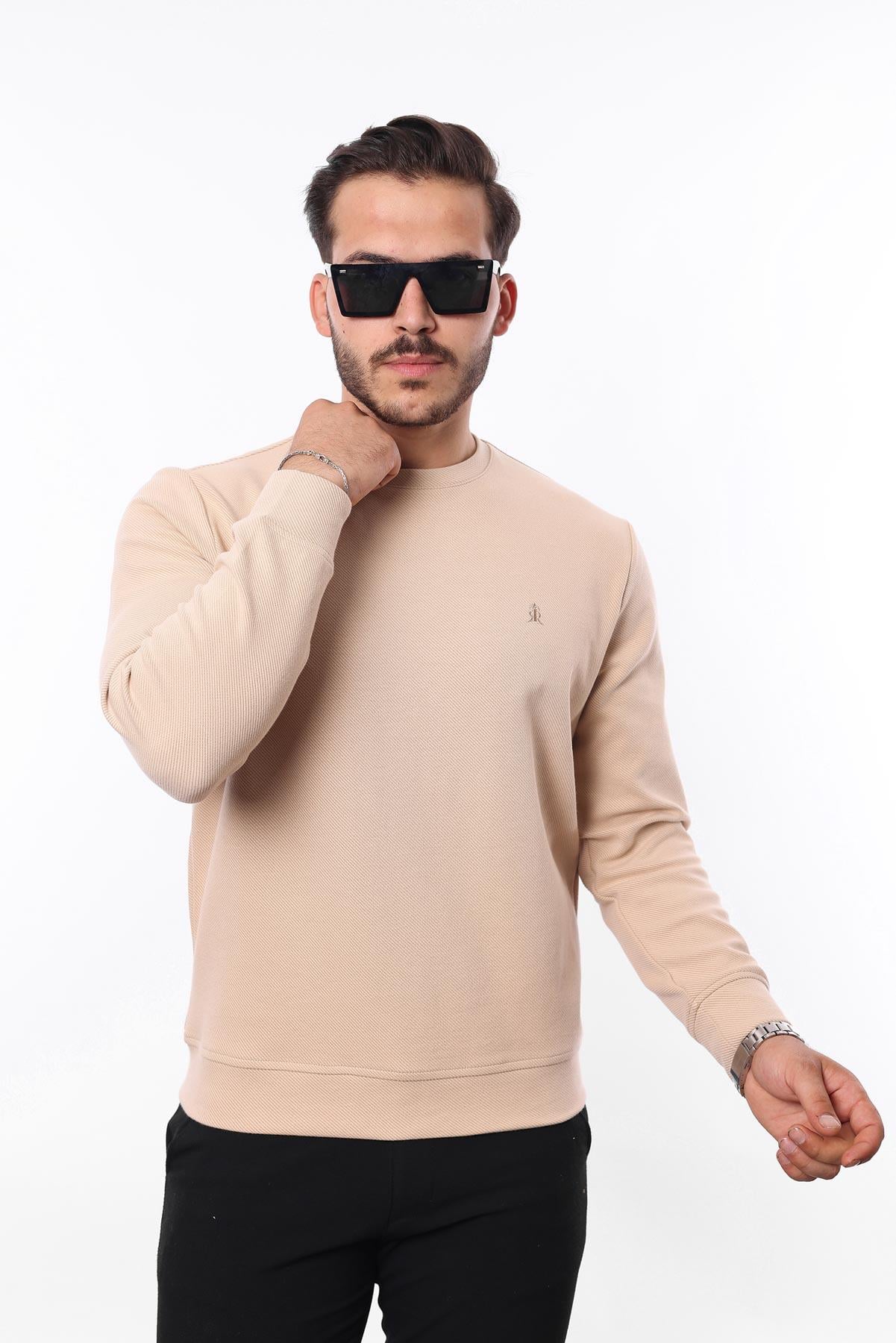 Diagonal Interlok Bisiklet Yaka Sweatshirt – Pamuk Viskon Regular Fit Rugatchi Exclusive