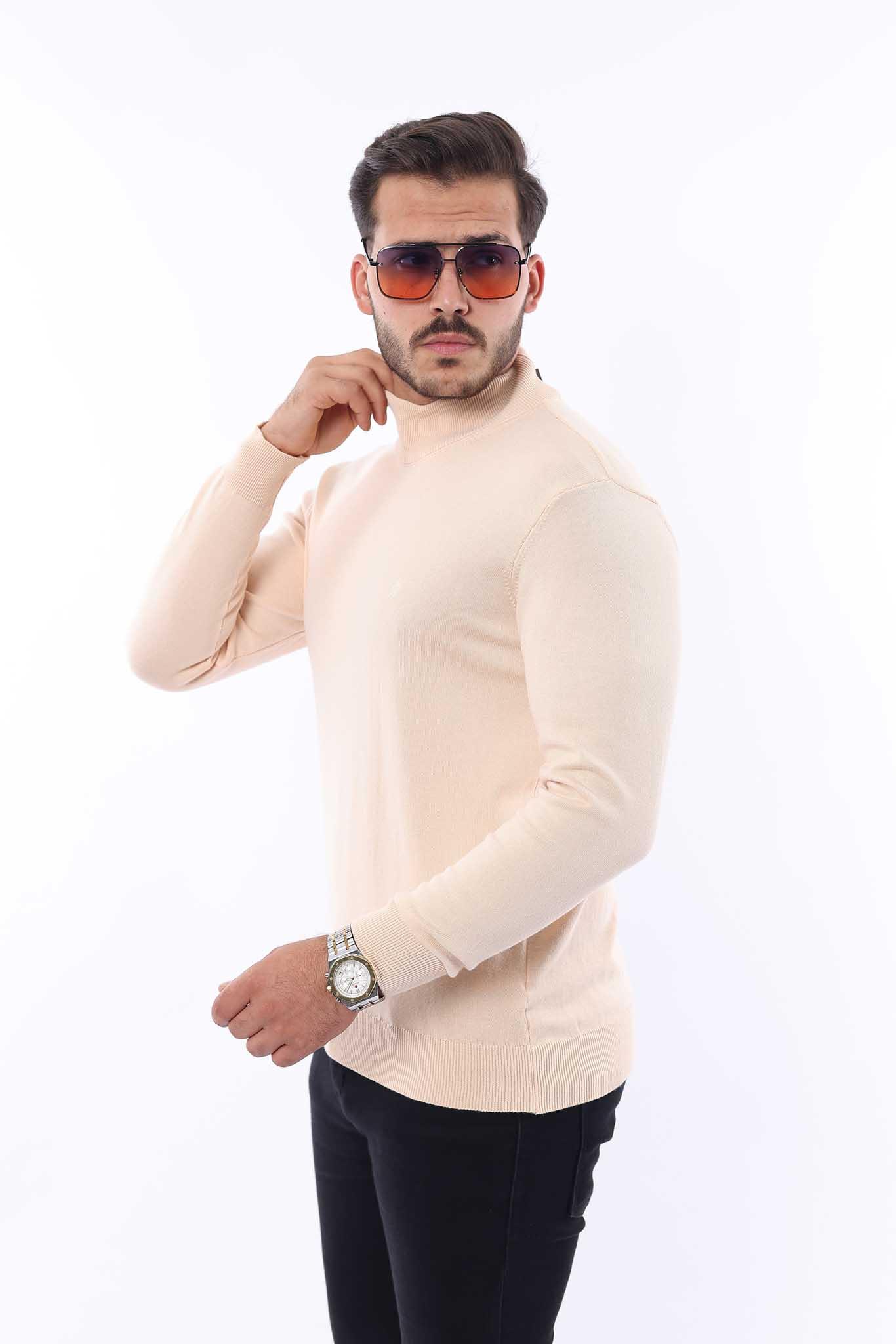 Erkek Yarım Balıkçı Yaka Triko Kazak — %100 Pamuk