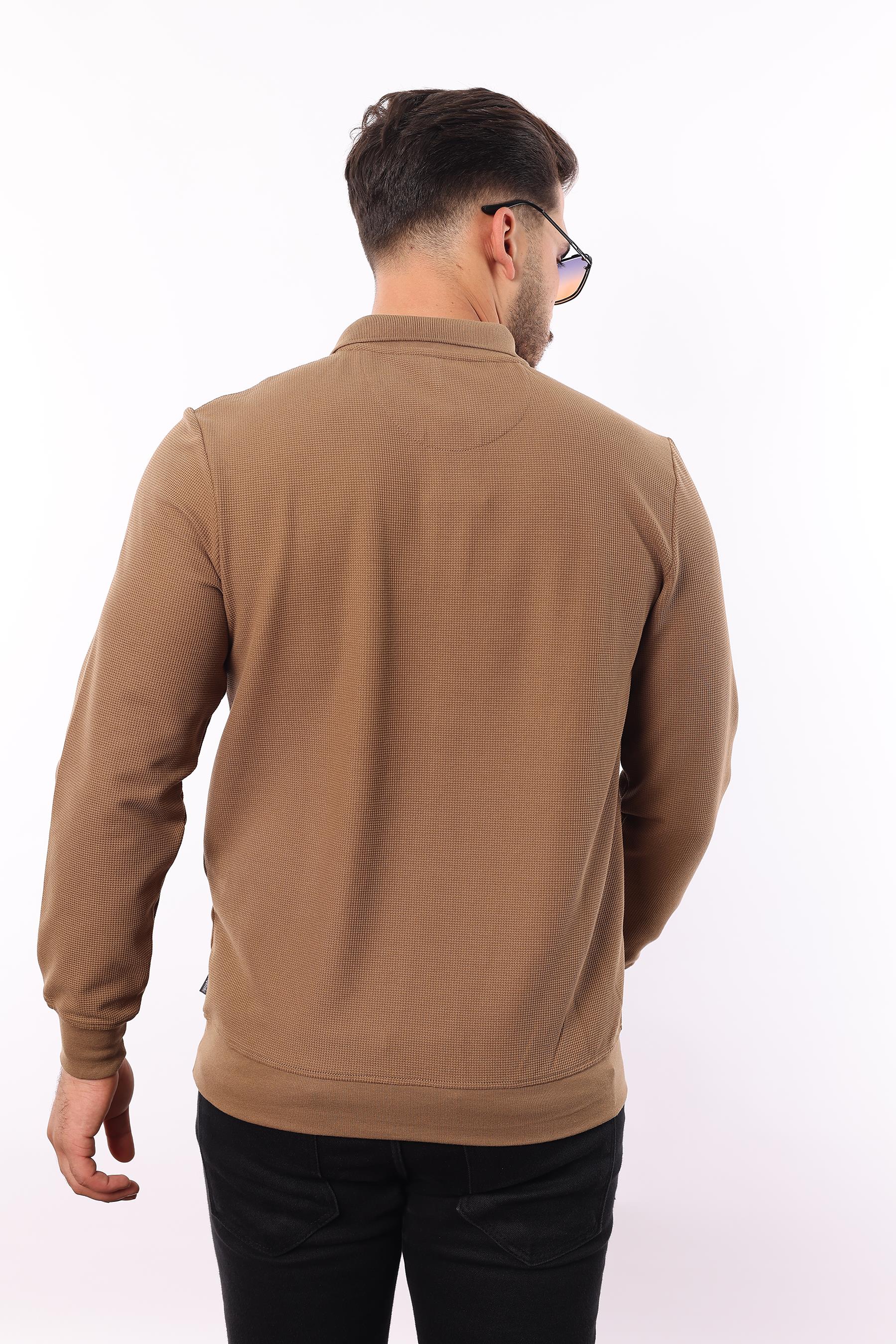 Waffle Dokuma Polo Yaka Sweatshirt – Pamuk Viskon Regular Fit Rugatchi Exclusive