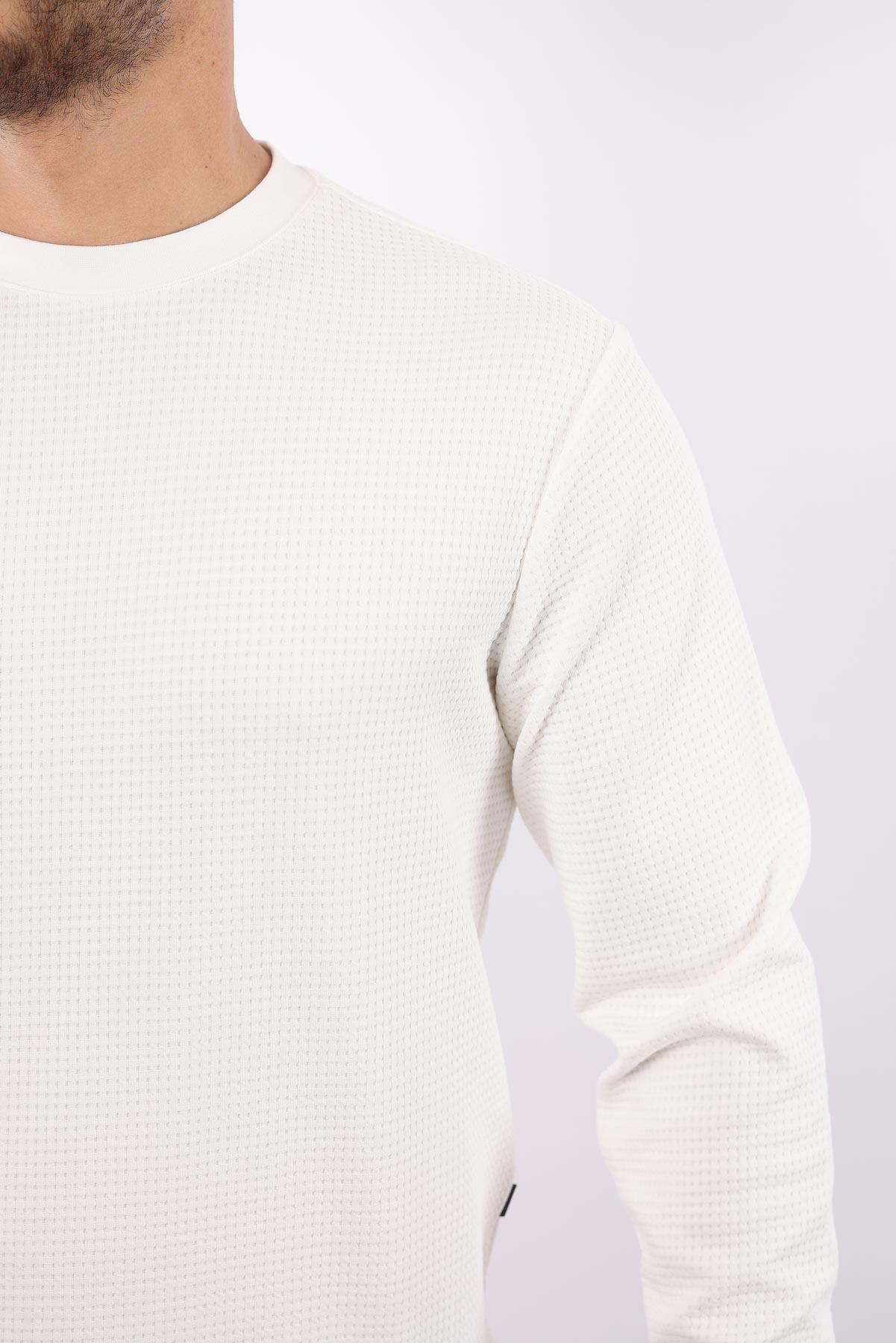 Waffle Dokulu Bisiklet Yaka Sweatshirt – Pamuk Viskon Regular Fit Rugatchi Exclusive