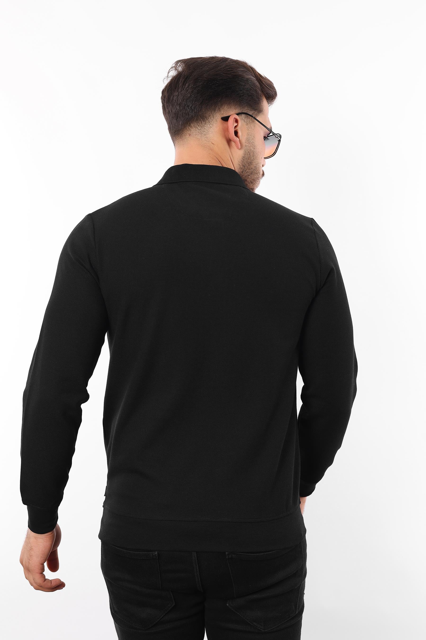 Waffle Dokuma Polo Yaka Sweatshirt – Pamuk Viskon Regular Fit Rugatchi Exclusive
