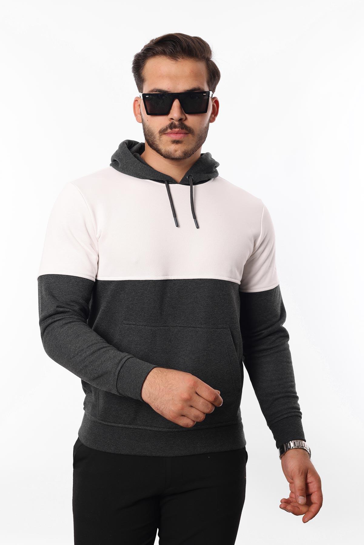 3 İplik Kapüşonlu Kanguru Cepli Sweatshirt – Pamuk Viskon Regular Fit Rugatchi Exclusive