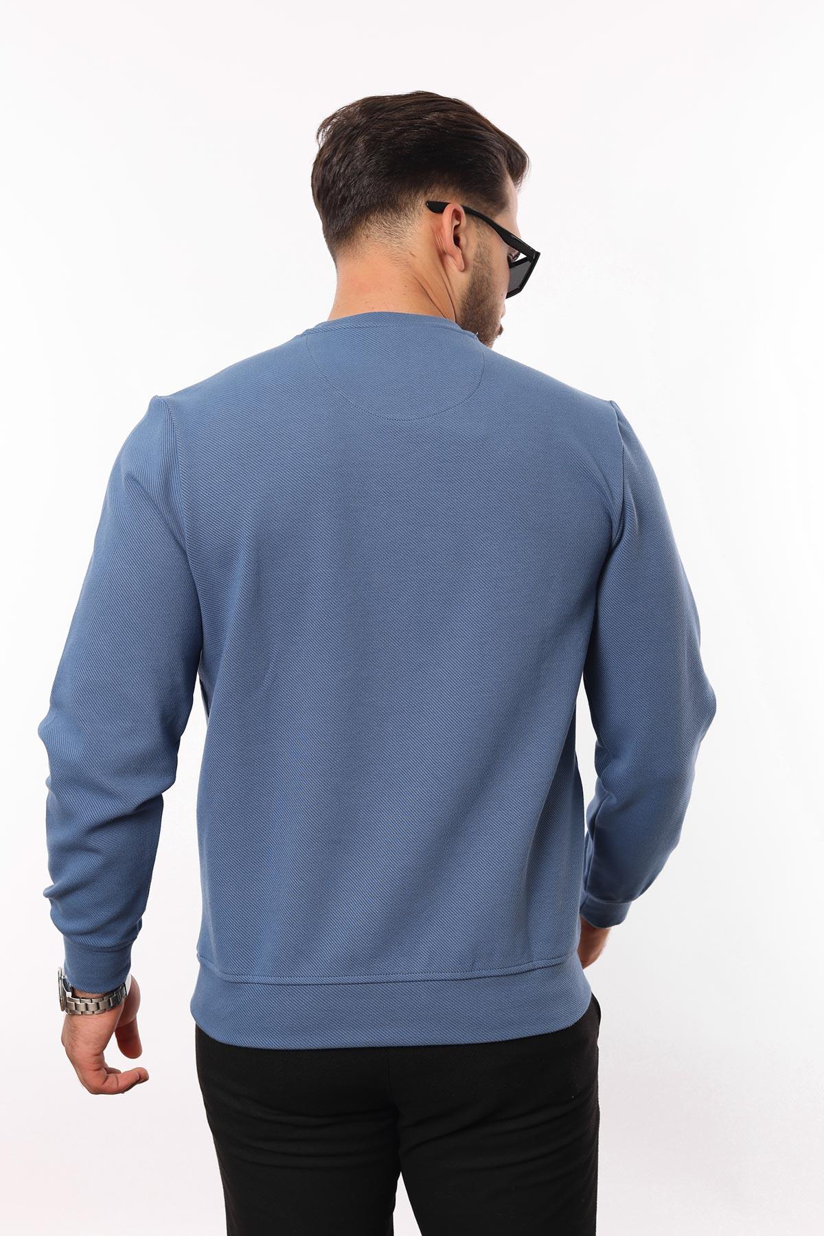 Diagonal Interlok Bisiklet Yaka Sweatshirt – Pamuk Viskon Regular Fit Rugatchi Exclusive