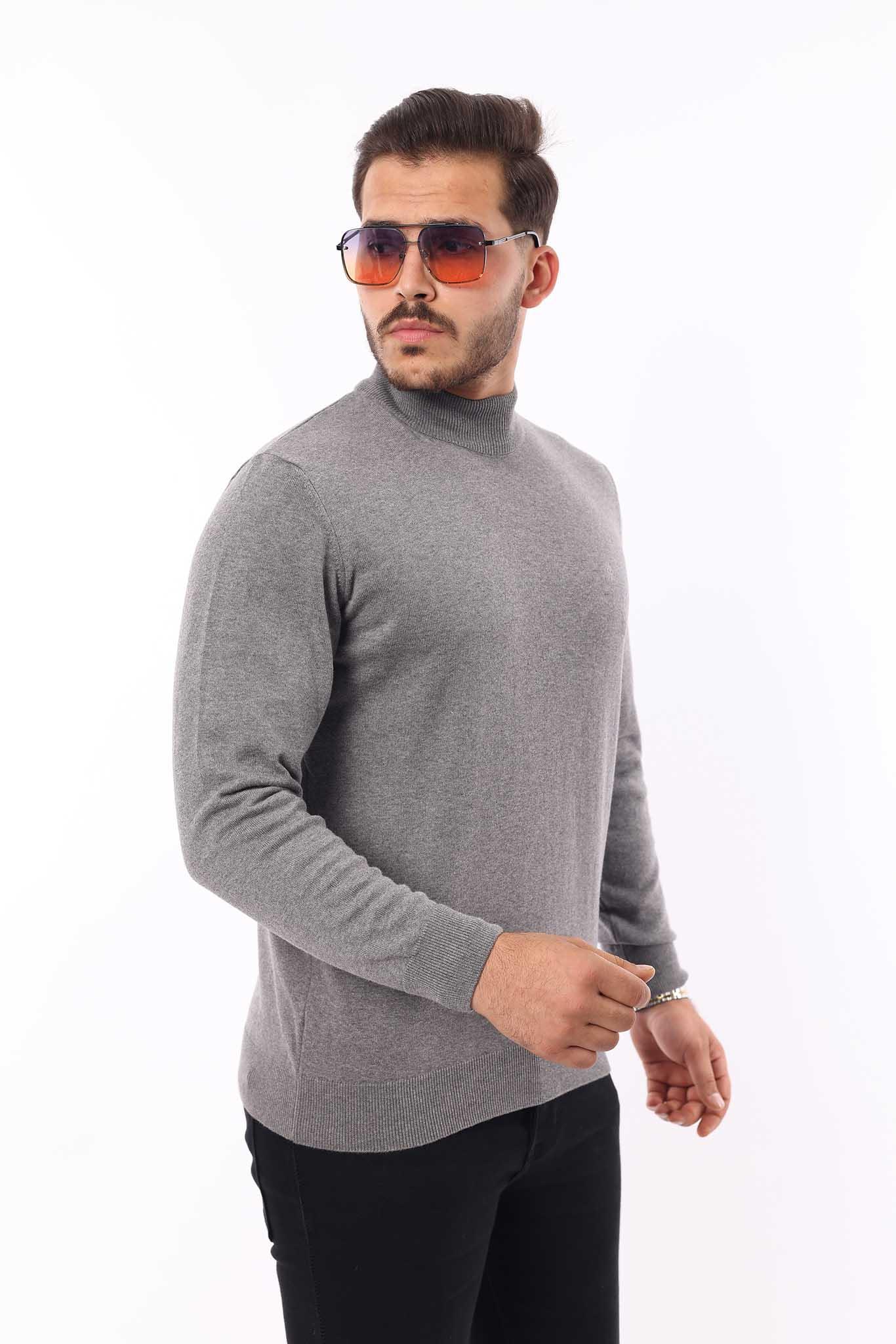 Erkek Yarım Balıkçı Yaka Triko Kazak — %100 Pamuk