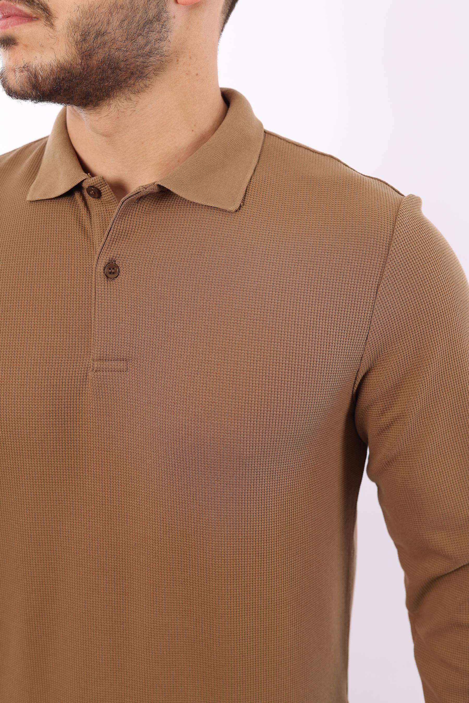 Waffle Dokuma Polo Yaka Sweatshirt – Pamuk Viskon Regular Fit Rugatchi Exclusive