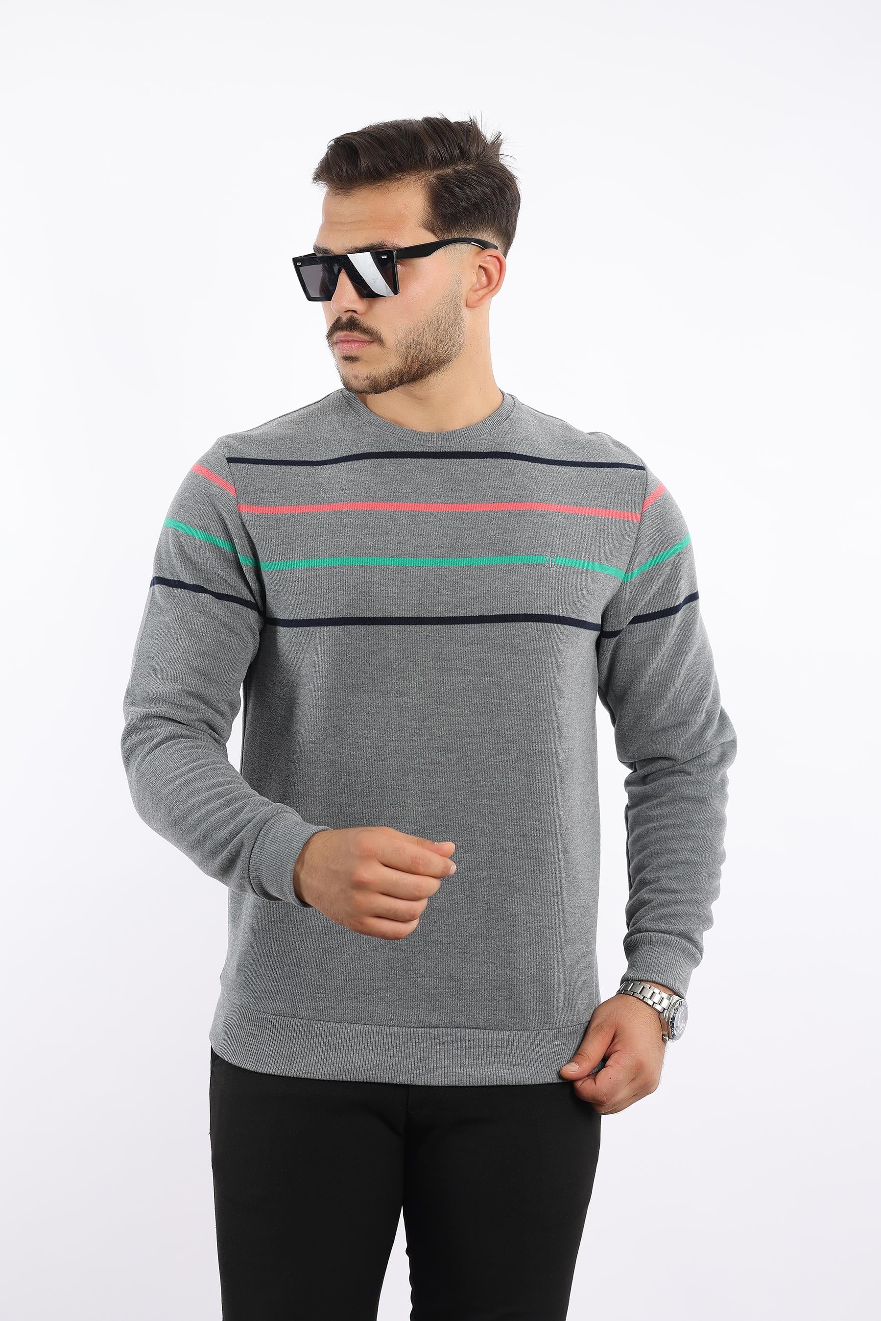 Panolu Selanik Dokuma Bisiklet Yaka Sweatshirt