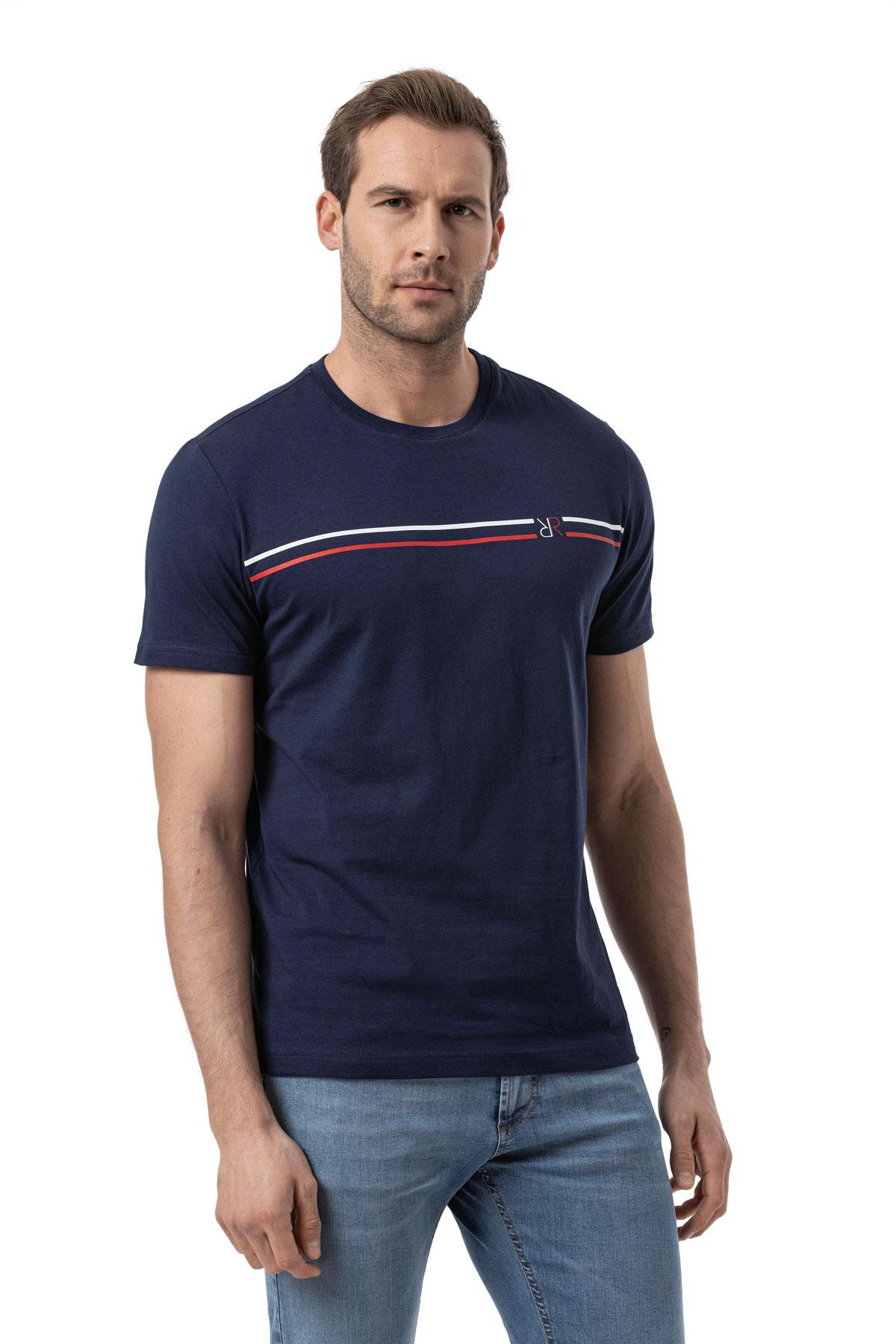 Baskılı Bisiklet Yaka T-Shirt