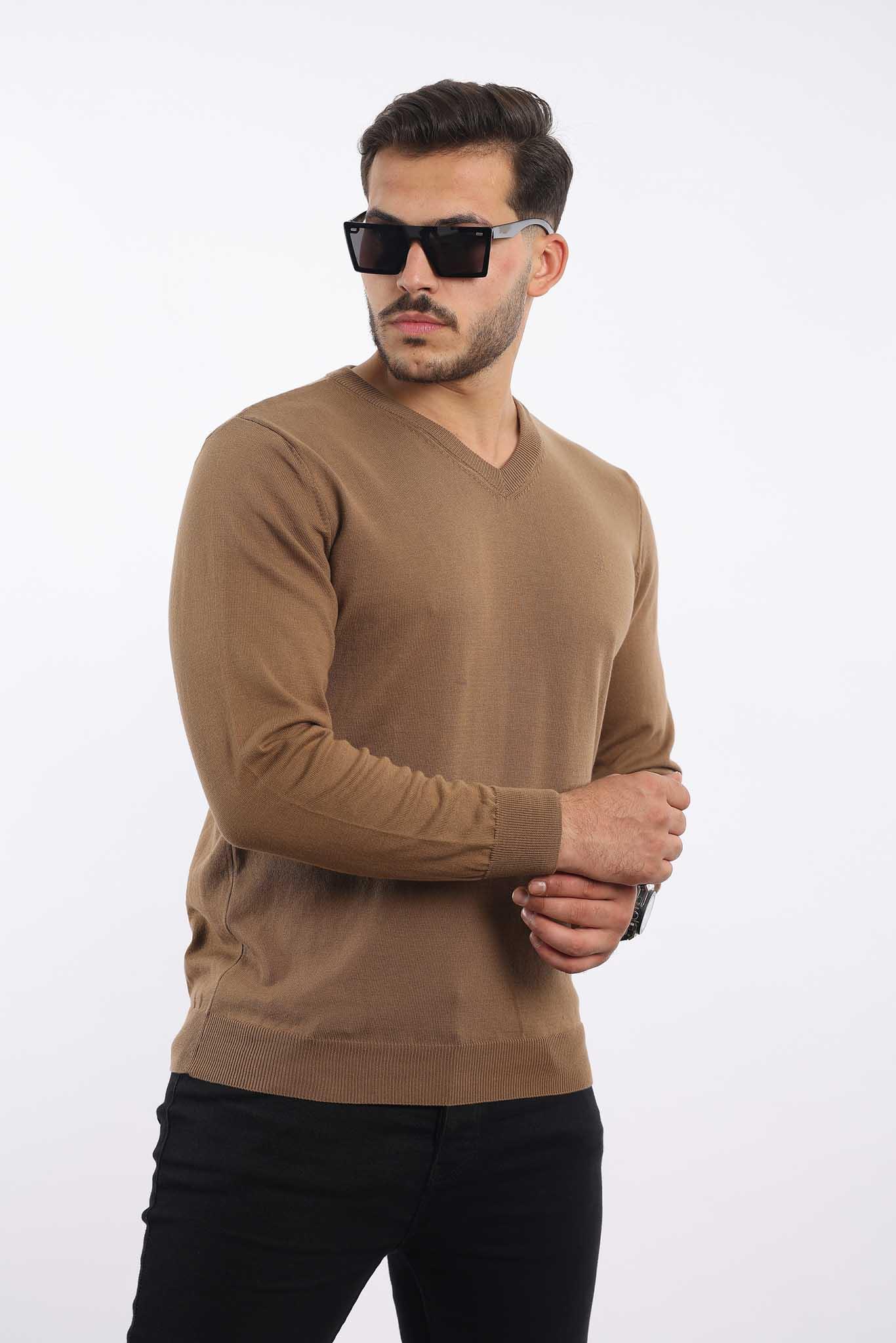 Premium Erkek V Yaka Triko — %100 Pamuk, Nefes Alan Konforlu Kazak