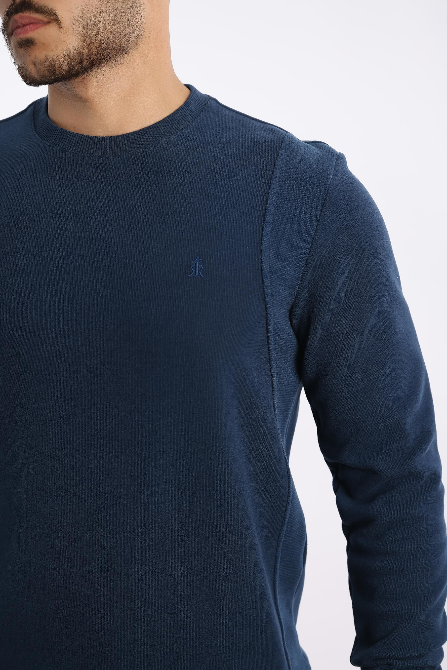 Pamuk Düz Selanik - Bisiklet Yaka Sweatshirt