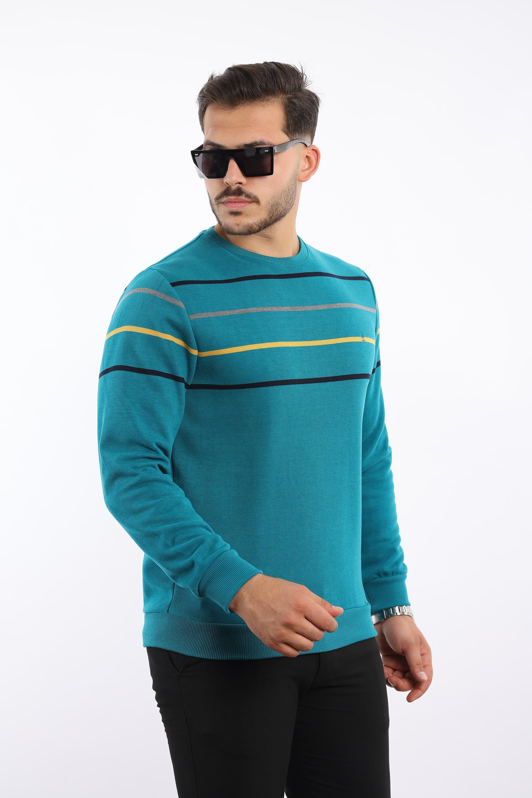 Panolu Selanik Dokuma Bisiklet Yaka Sweatshirt