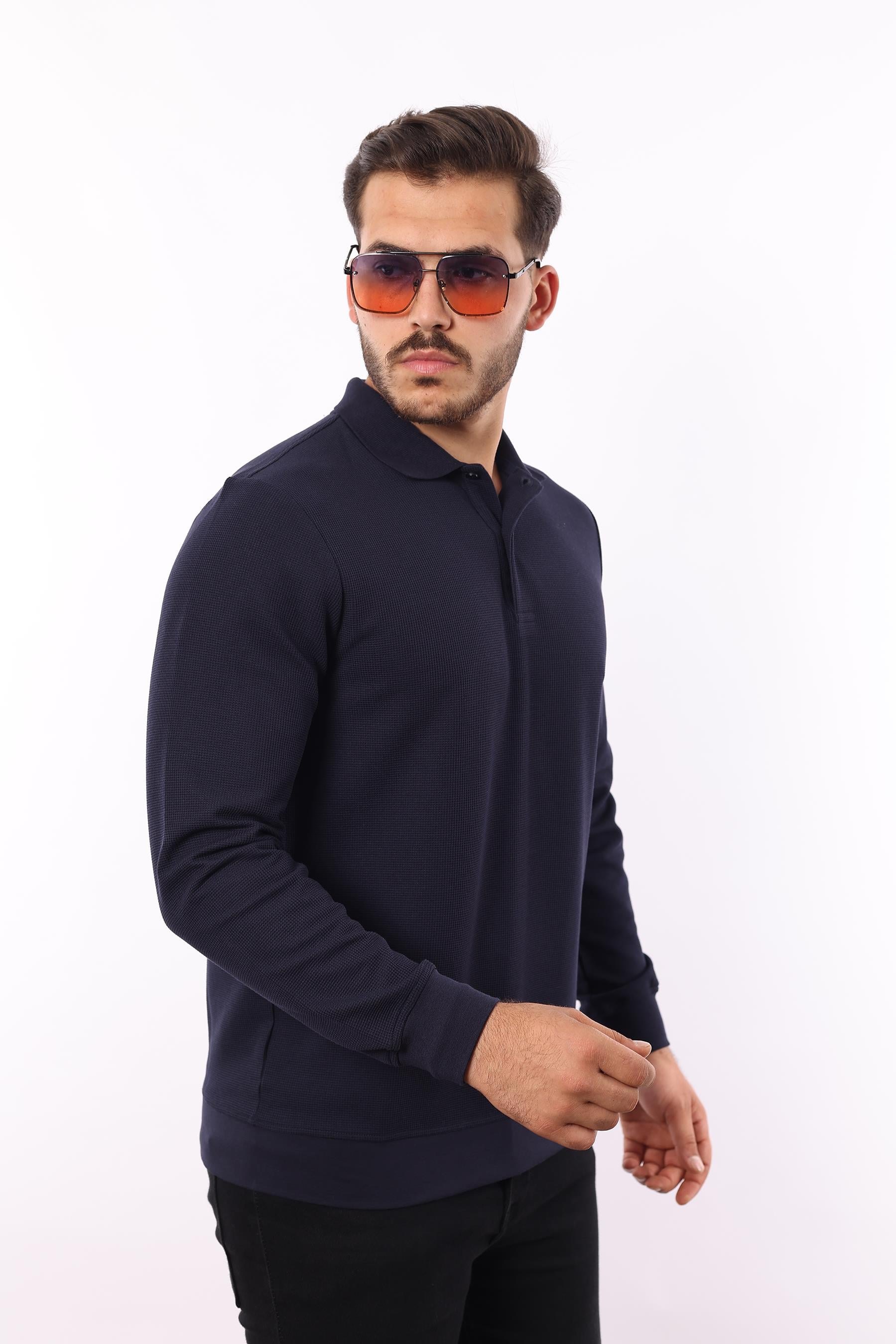 Waffle Dokuma Polo Yaka Sweatshirt – Pamuk Viskon Regular Fit Rugatchi Exclusive