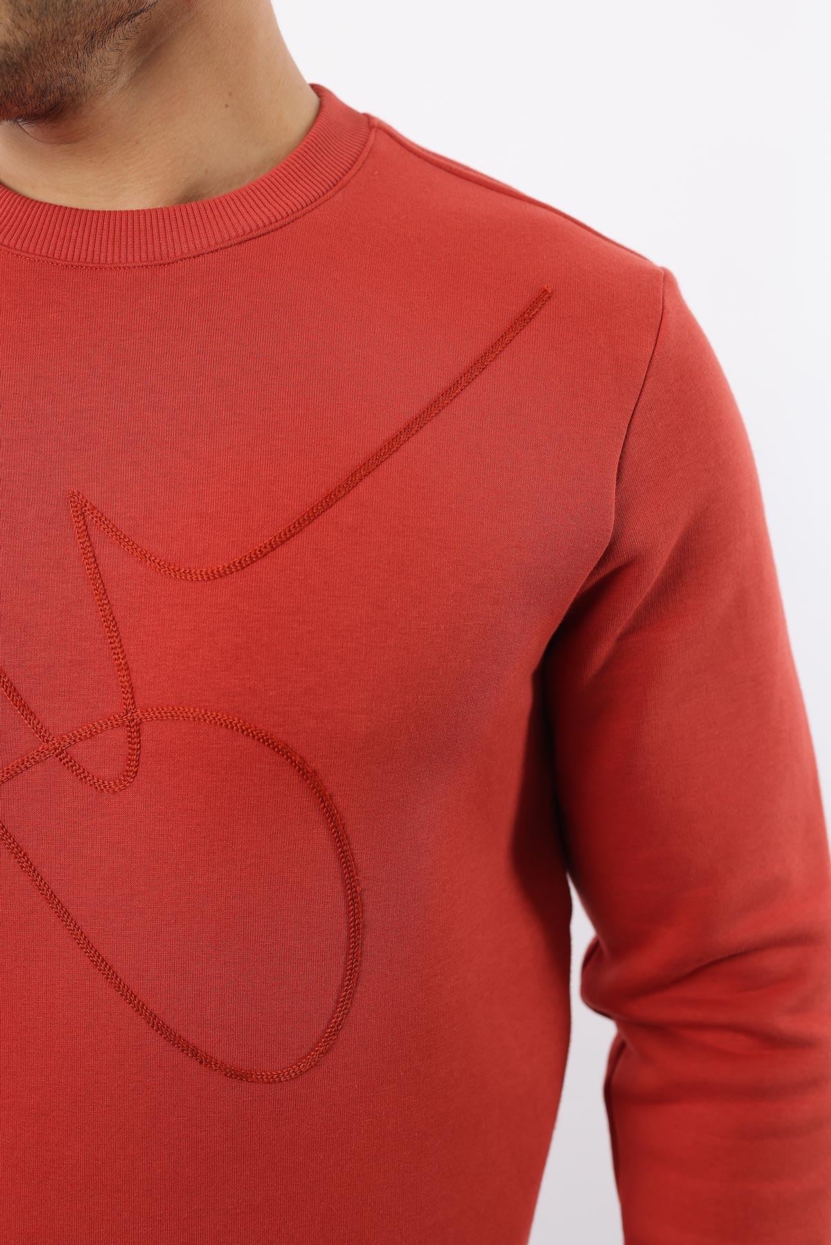3 İplik Şardonlu Bisiklet Yaka Sweatshirt – Pamuk Viskon Regular Fit Rugatchi Exclusive