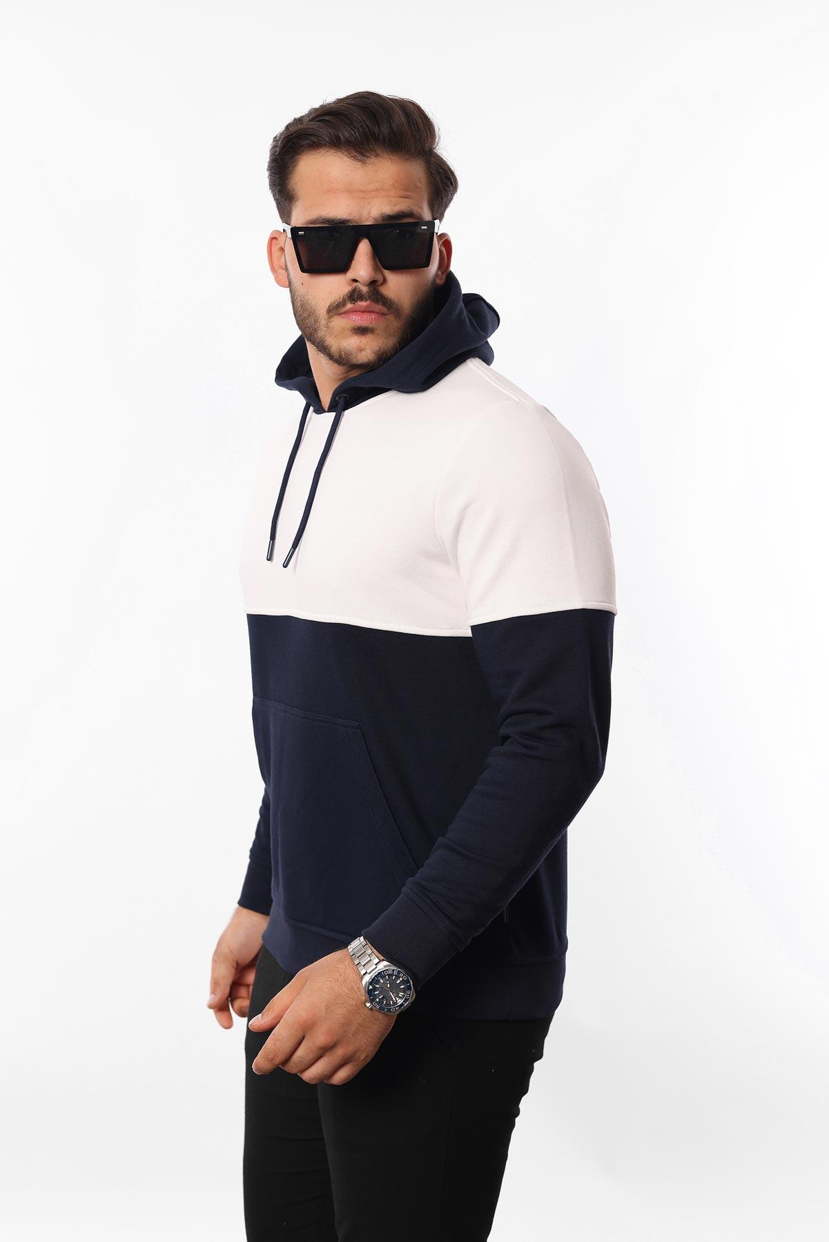 3 İplik Kapüşonlu Kanguru Cepli Sweatshirt – Pamuk Viskon Regular Fit Rugatchi Exclusive