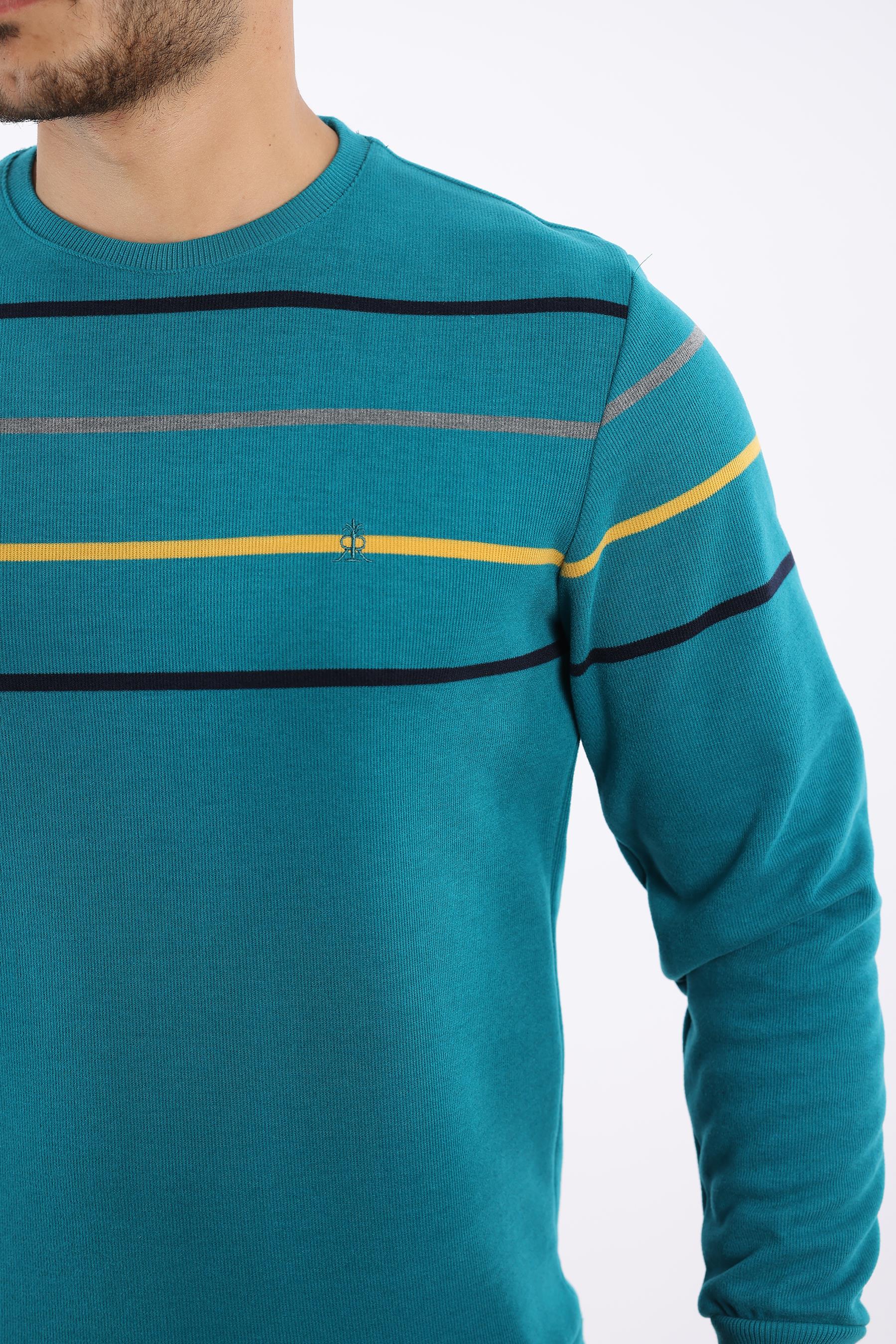 Panolu Selanik Dokuma Bisiklet Yaka Sweatshirt