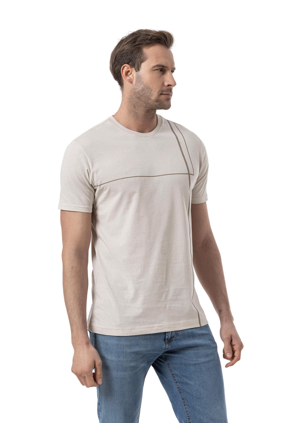 Baskılı Bisiklet Yaka T-Shirt