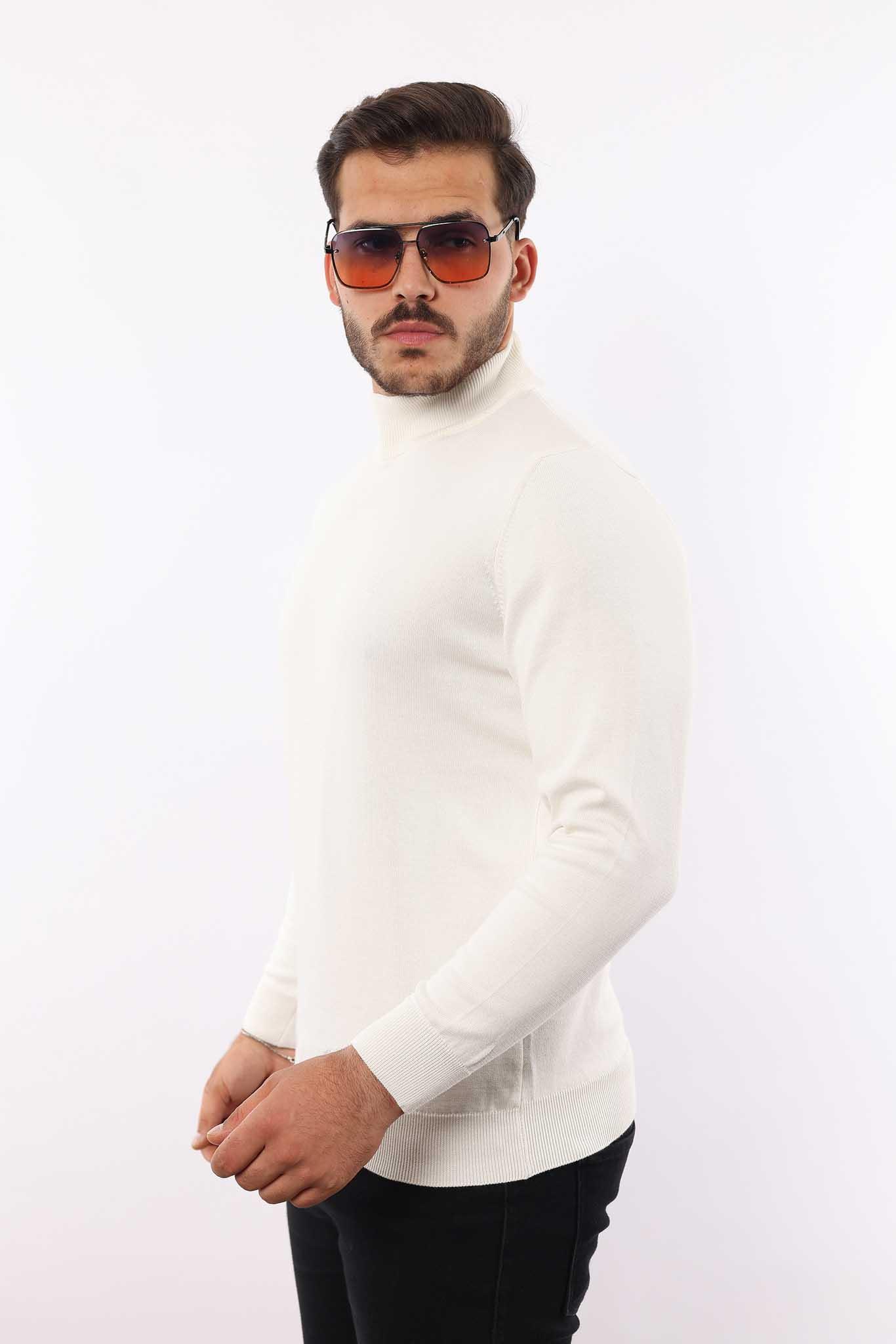 Erkek Yarım Balıkçı Yaka Triko Kazak — %100 Pamuk