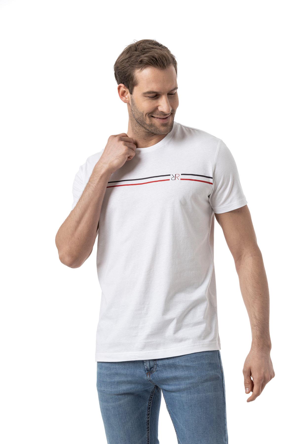 Baskılı Bisiklet Yaka T-Shirt