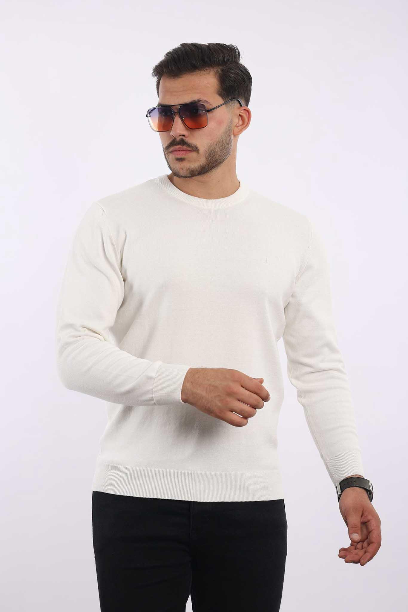 Erkek Bisiklet Yaka Klasik Düz Triko — %100 Pamuk, Şık & Konforlu Kazak