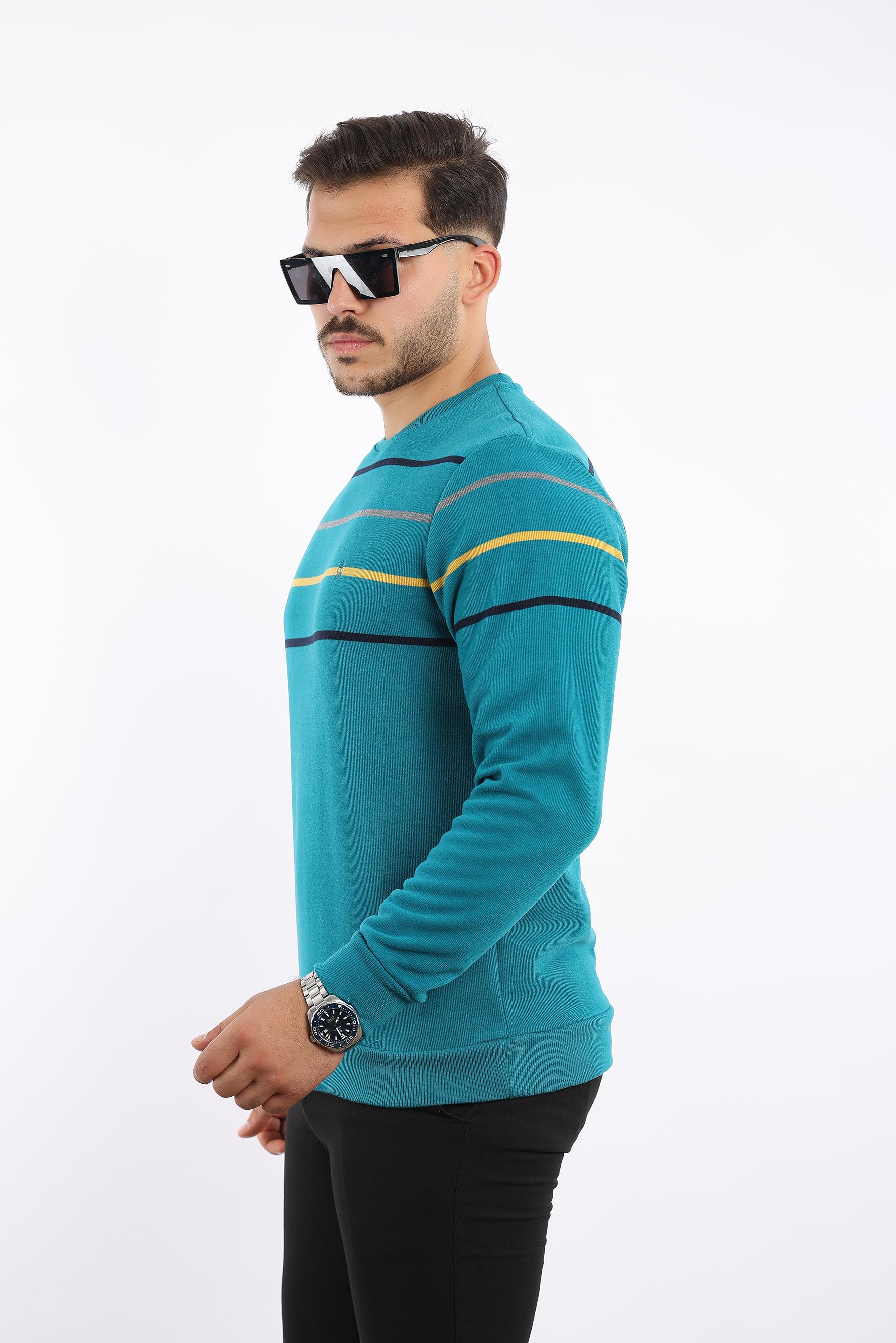 Panolu Selanik Dokuma Bisiklet Yaka Sweatshirt