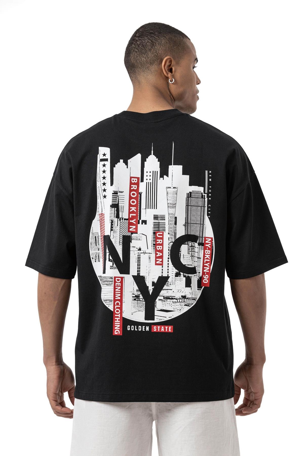 NY Baskılı Oversize T-Shirt
