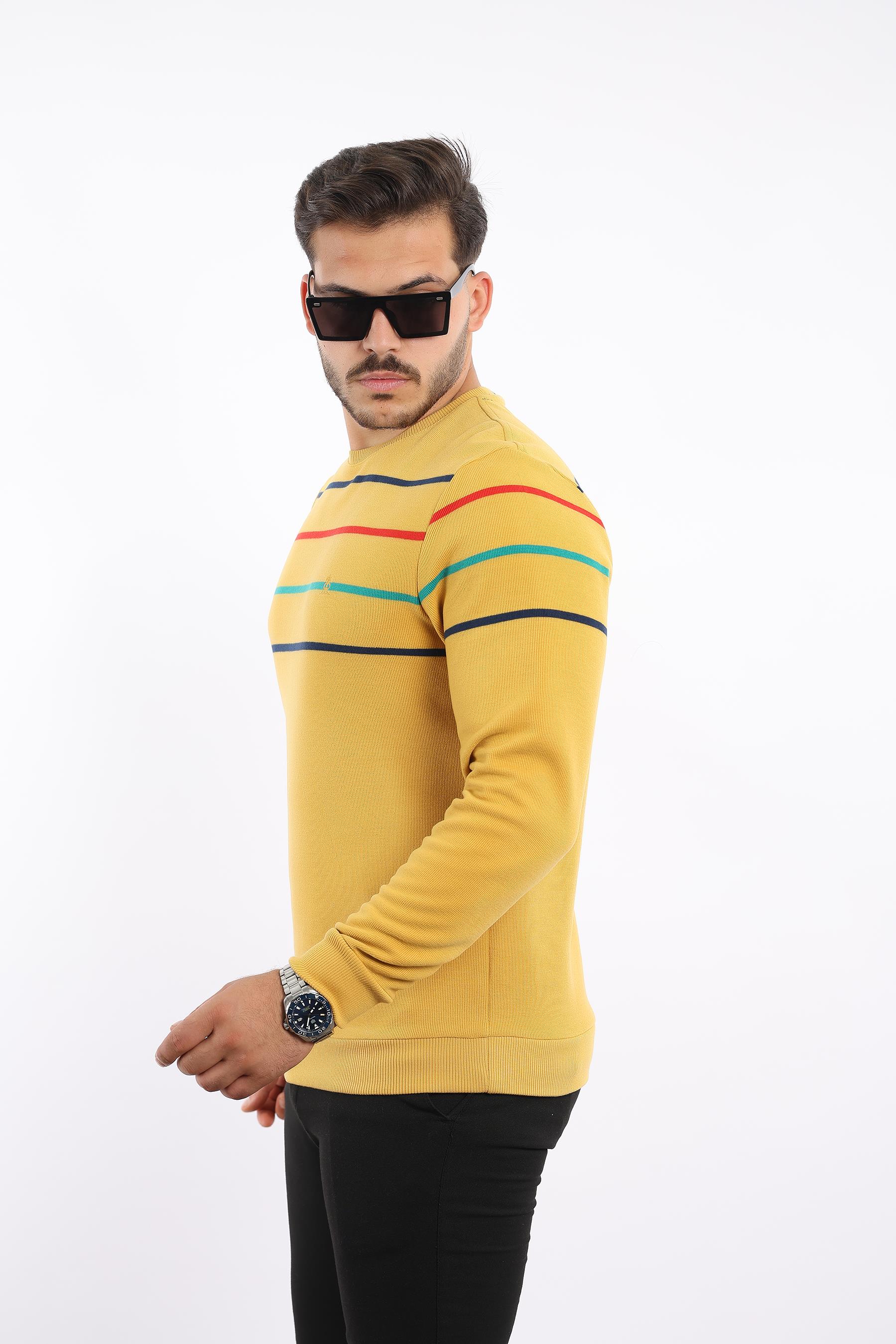 Panolu Selanik Dokuma Bisiklet Yaka Sweatshirt