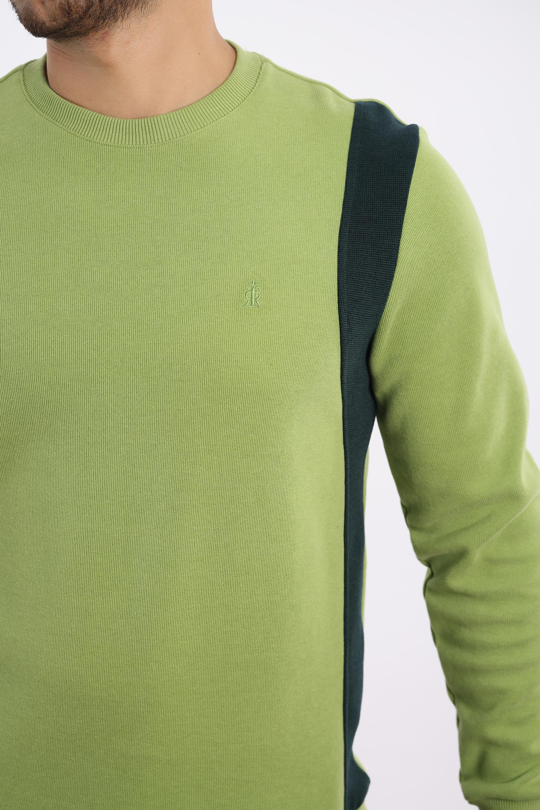 Pamuk Düz Selanik - Bisiklet Yaka Sweatshirt