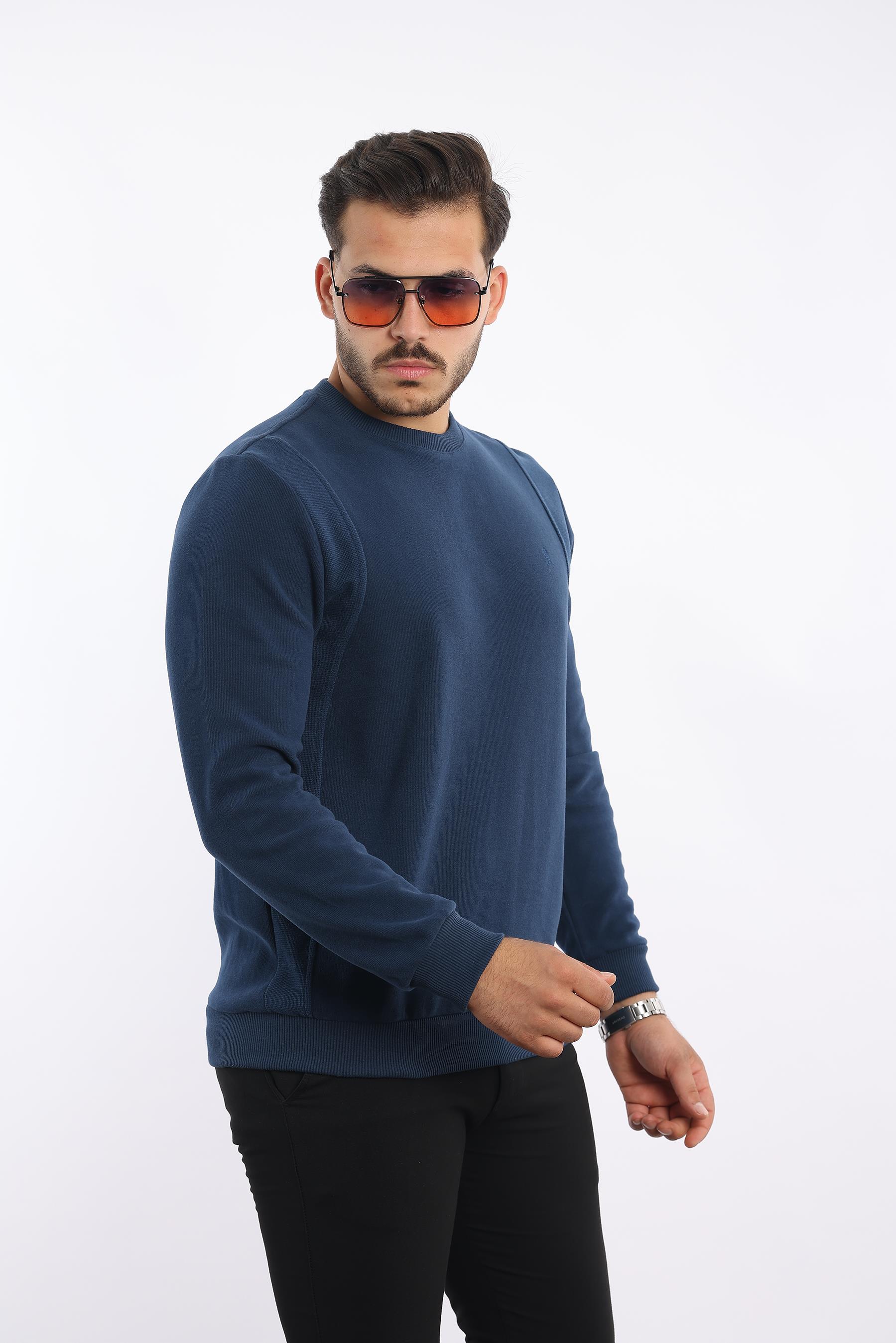 Pamuk Düz Selanik - Bisiklet Yaka Sweatshirt