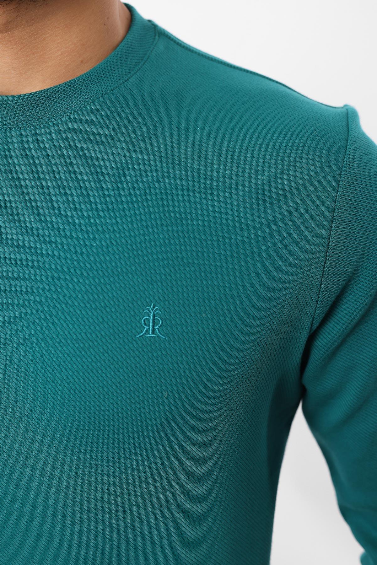 Diagonal Interlok Bisiklet Yaka Sweatshirt – Pamuk Viskon Regular Fit Rugatchi Exclusive