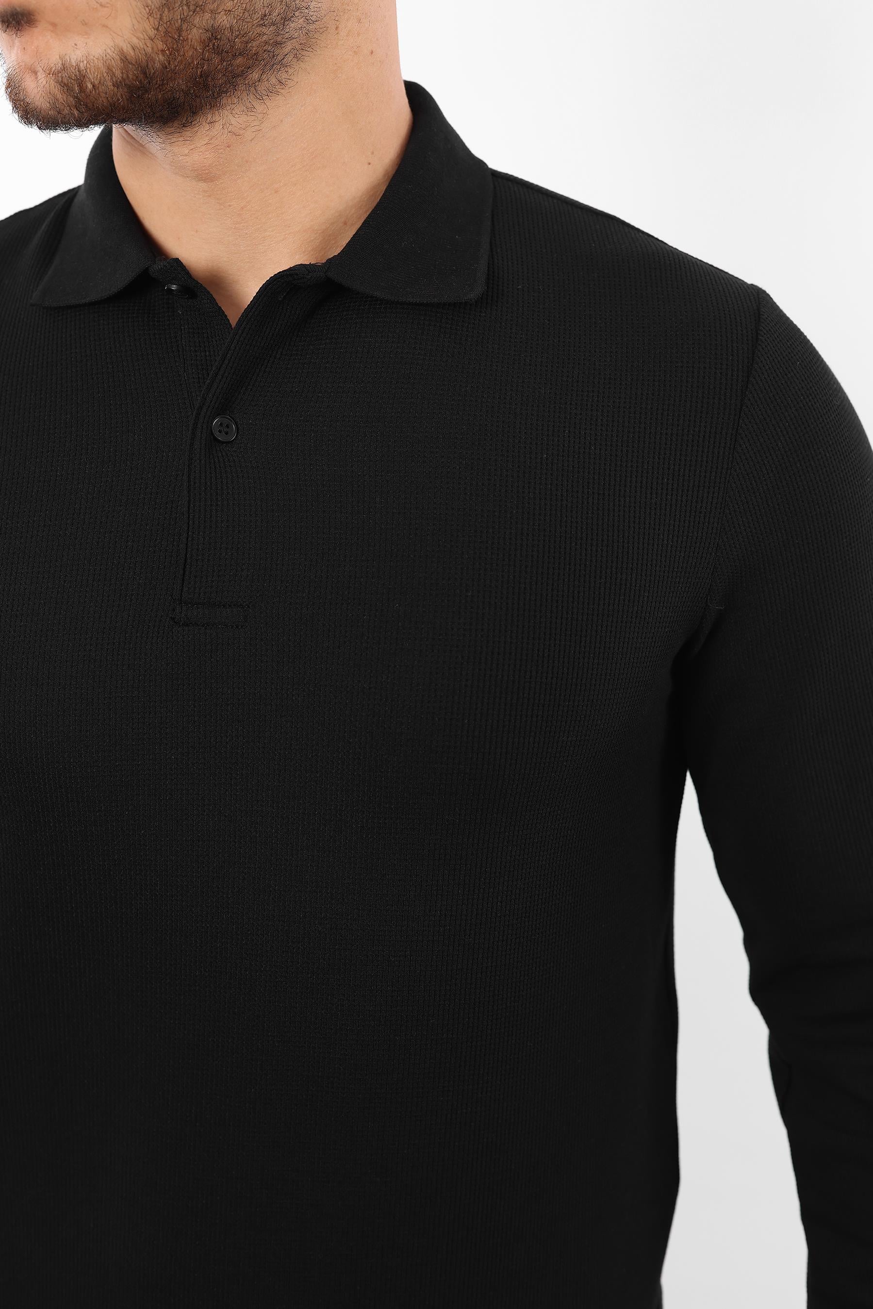 Waffle Dokuma Polo Yaka Sweatshirt – Pamuk Viskon Regular Fit Rugatchi Exclusive