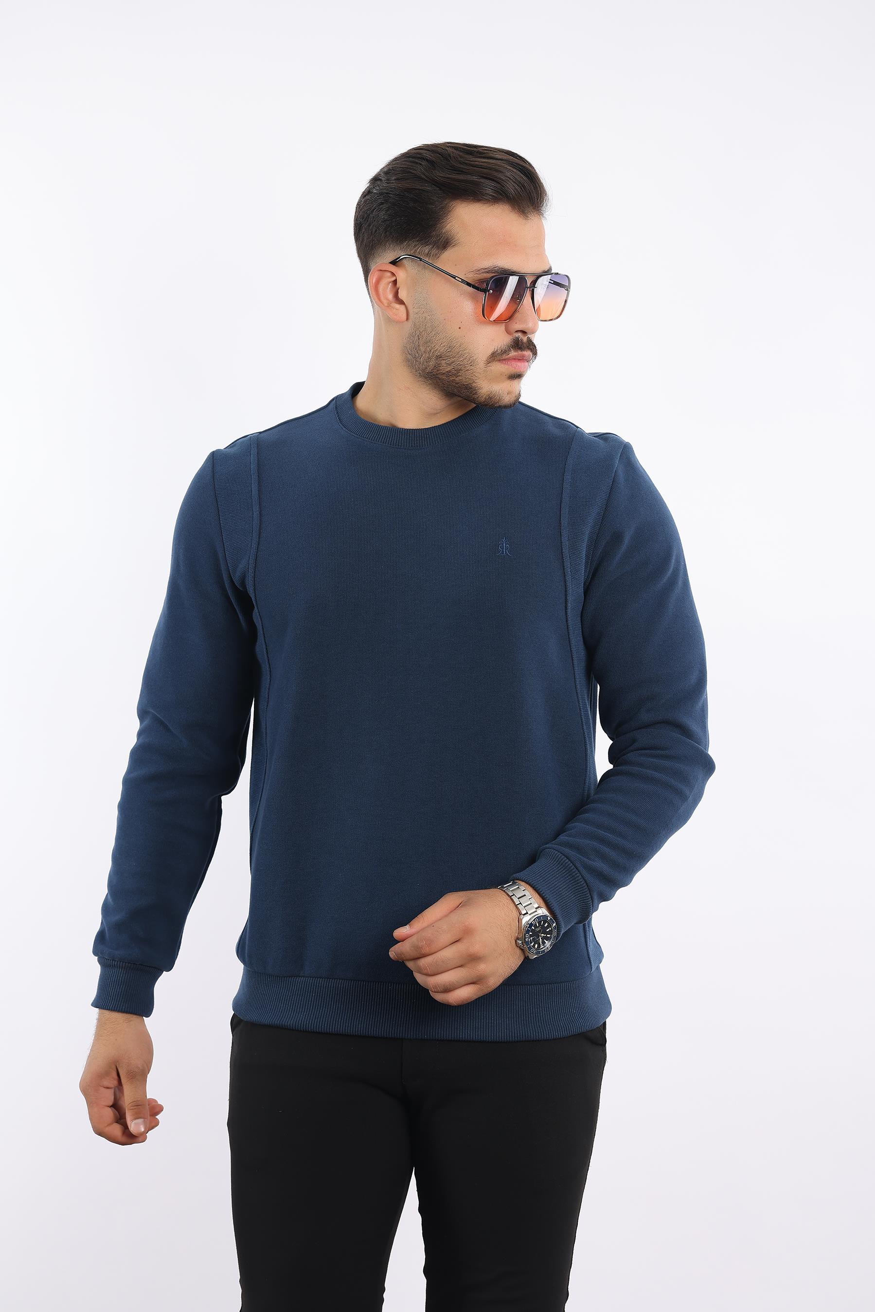Pamuk Düz Selanik - Bisiklet Yaka Sweatshirt