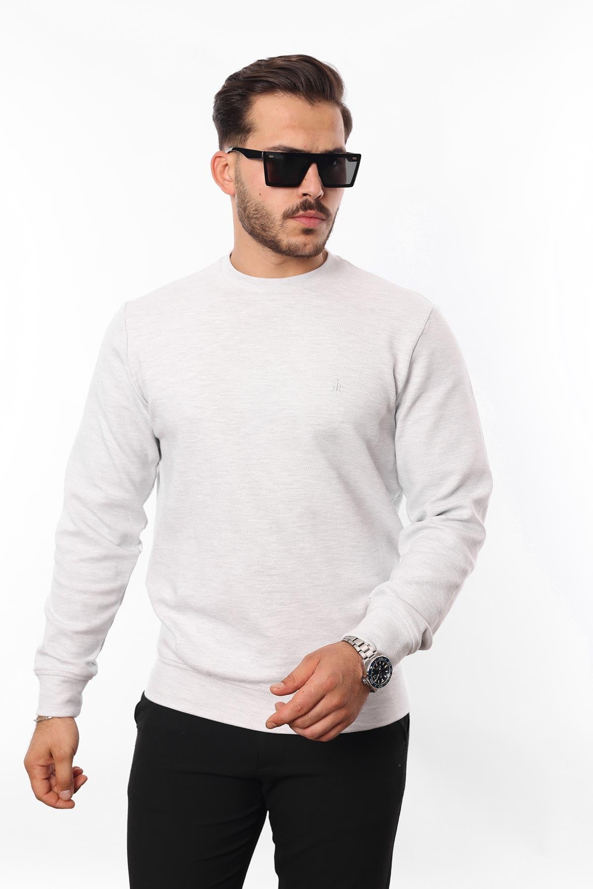 Diagonal Interlok Bisiklet Yaka Sweatshirt – Pamuk Viskon Regular Fit Rugatchi Exclusive