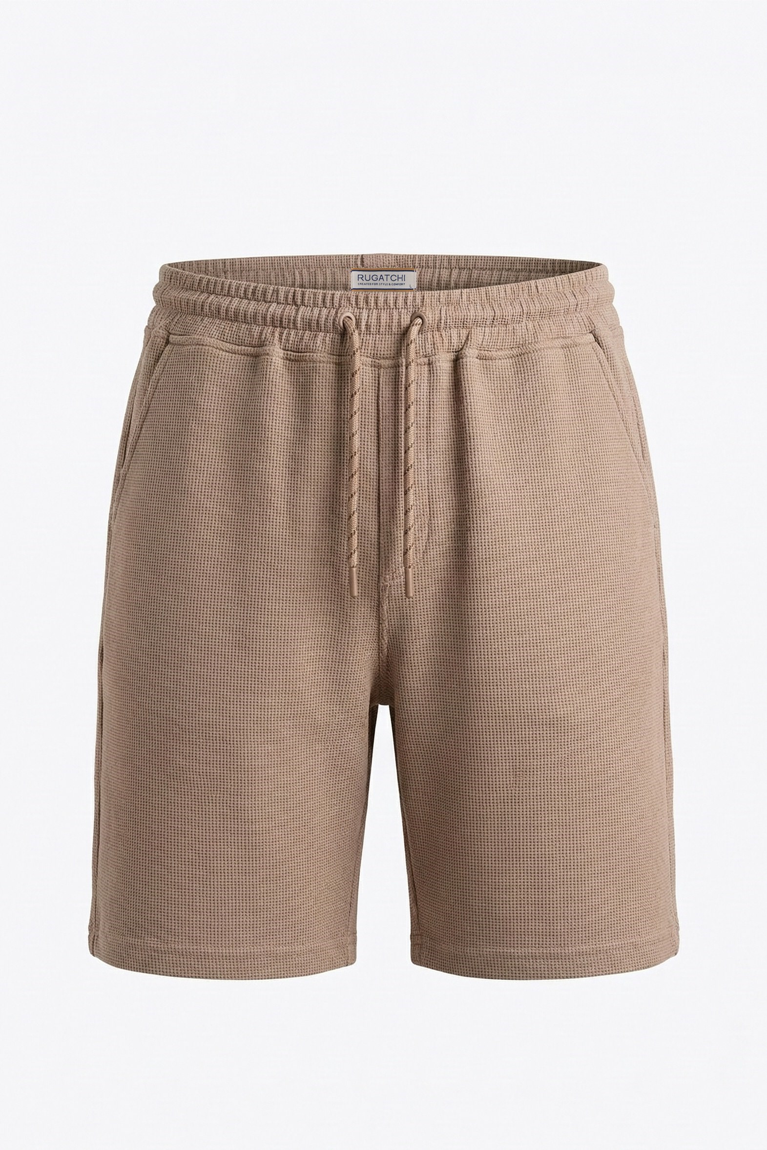 Erkek Waffle Şort Vizon