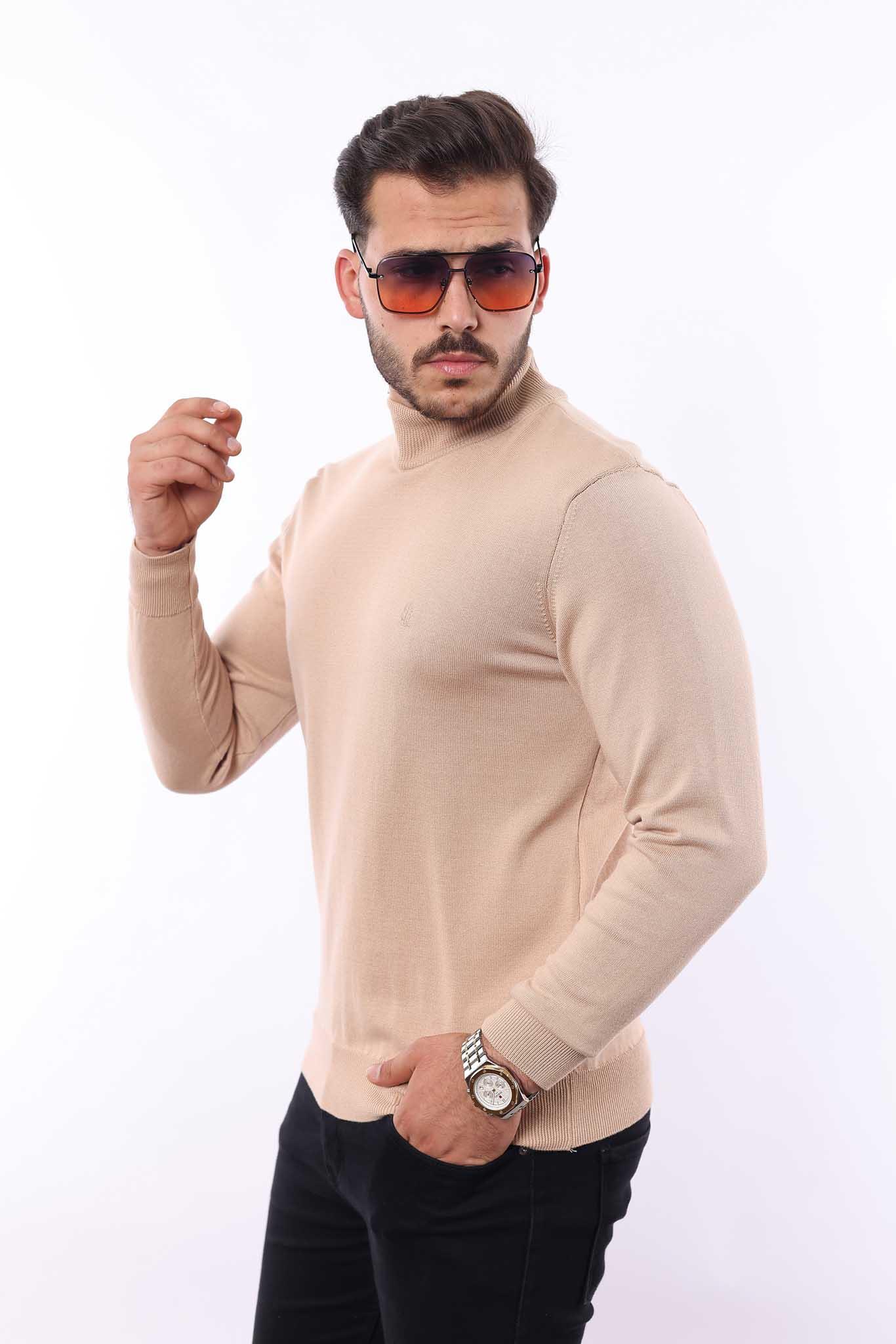 Erkek Yarım Balıkçı Yaka Triko Kazak — %100 Pamuk