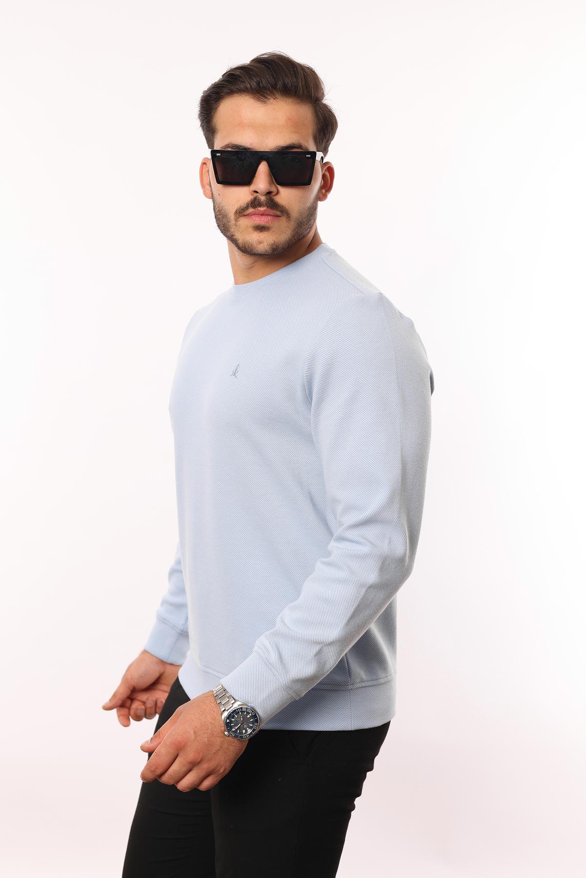 Diagonal Interlok Bisiklet Yaka Sweatshirt – Pamuk Viskon Regular Fit Rugatchi Exclusive
