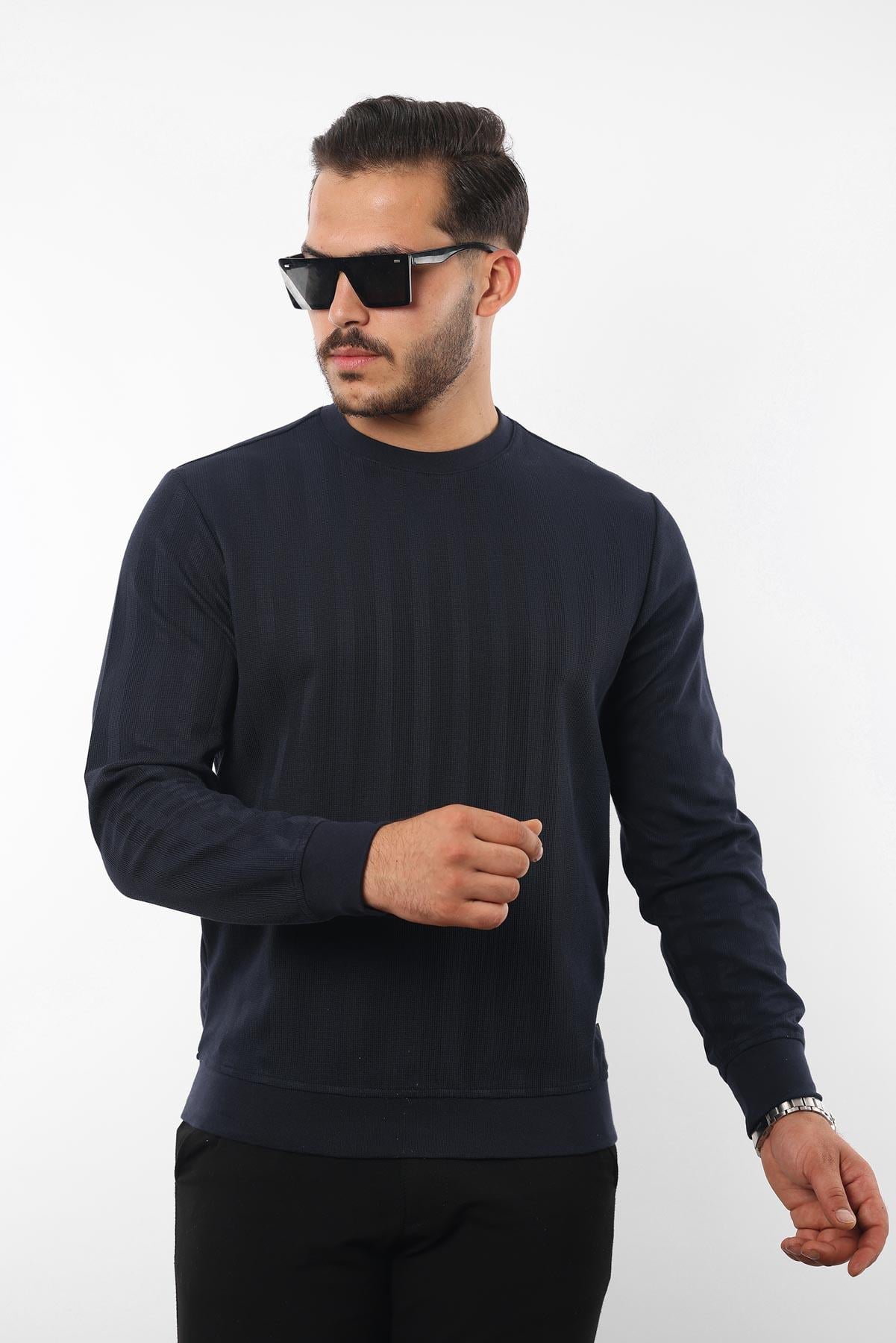 Rugatchi Jakarlı Sweatshirt – %70 Pamuk %30 Viskoz Bisiklet Yaka