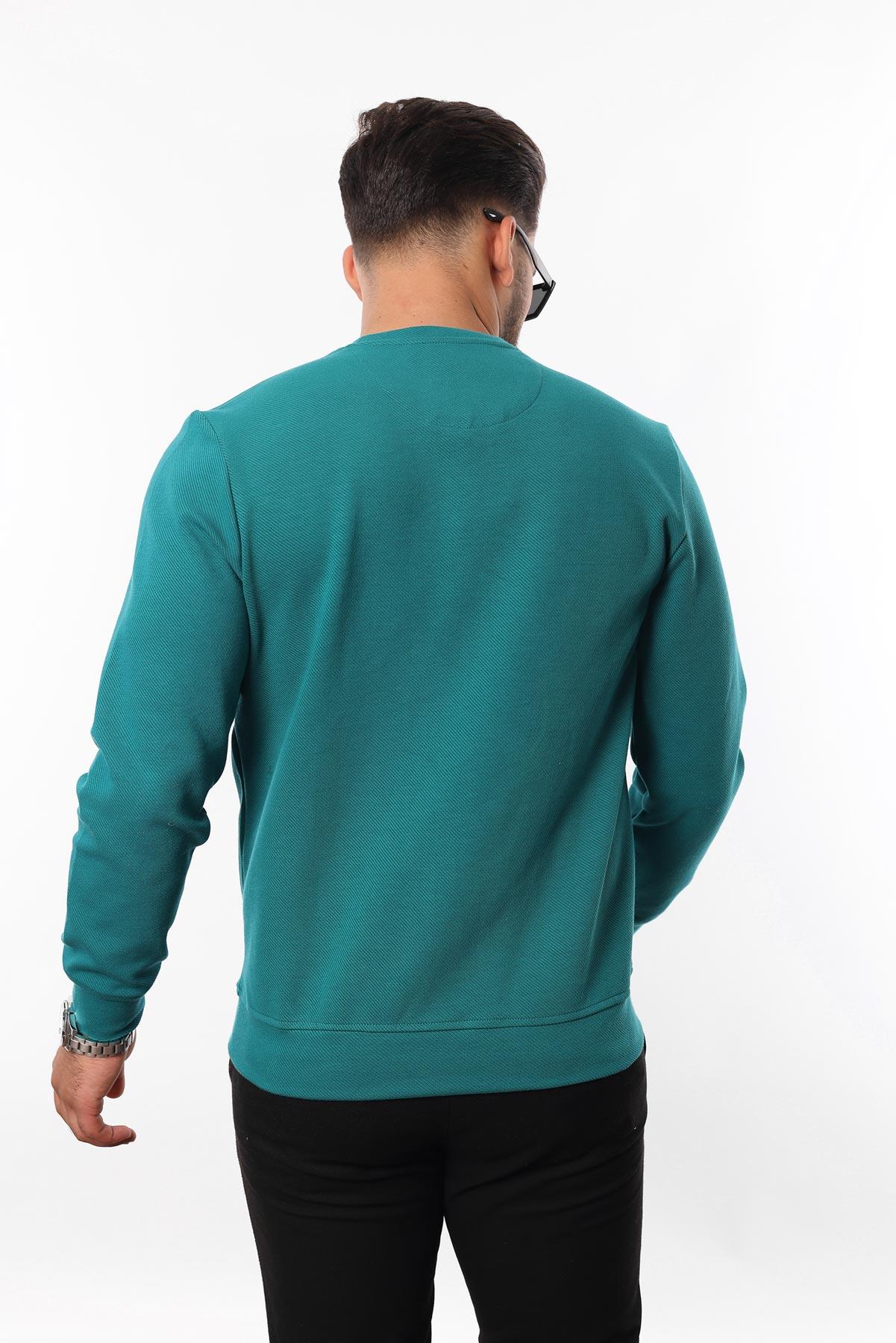 Diagonal Interlok Bisiklet Yaka Sweatshirt – Pamuk Viskon Regular Fit Rugatchi Exclusive